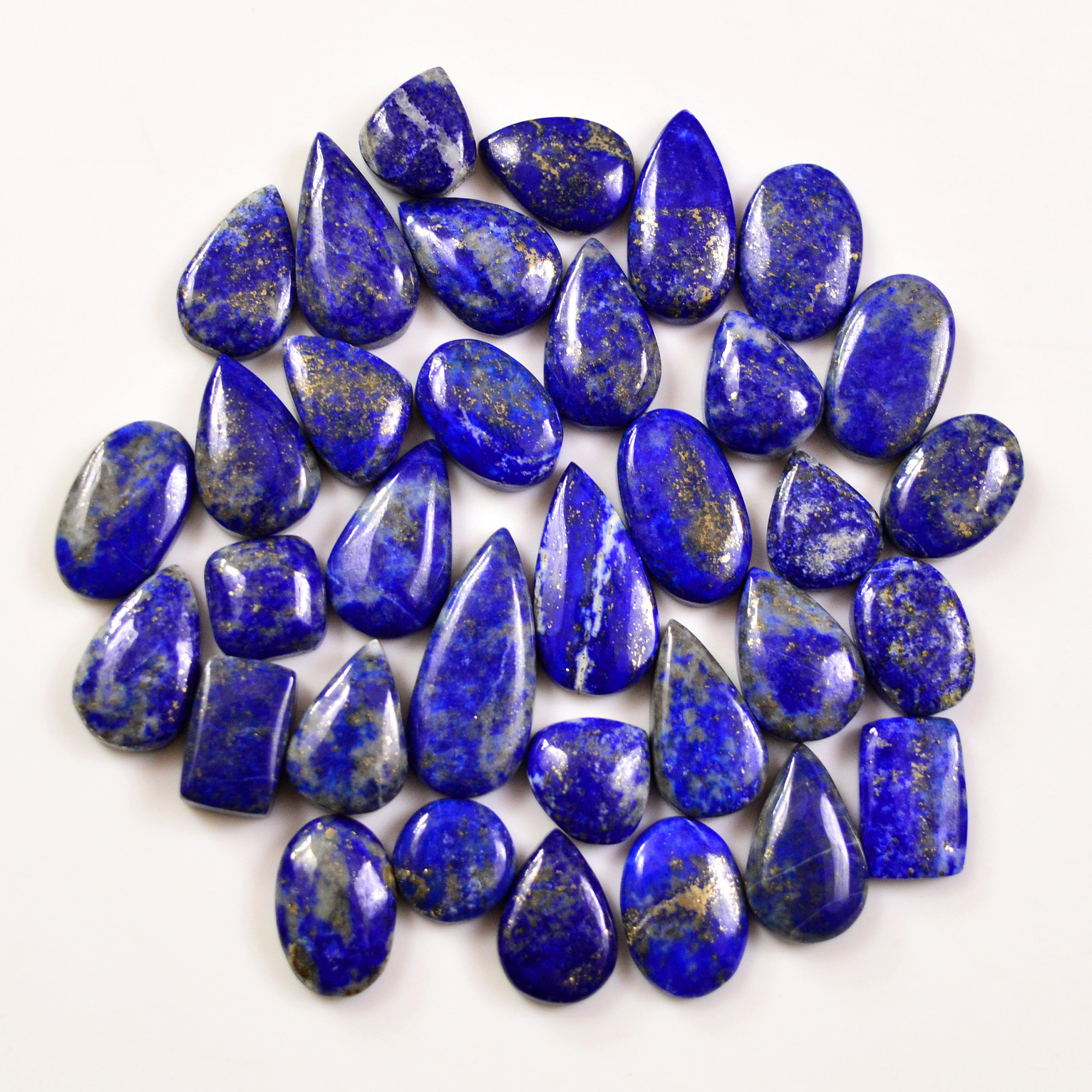 34 Pcs 212 Cts Natural Lapis Cabochons Gemstone Lot for jewellery making 23x10 10x10mm 19678