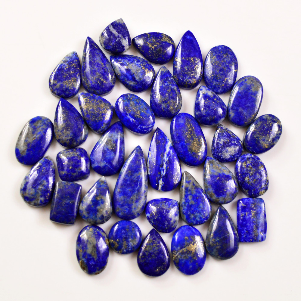 Image of 34 Pcs 212 Cts Natural Lapis Cabochons Gemstone Lot for jewellery making 23x10 10x10mm #19678