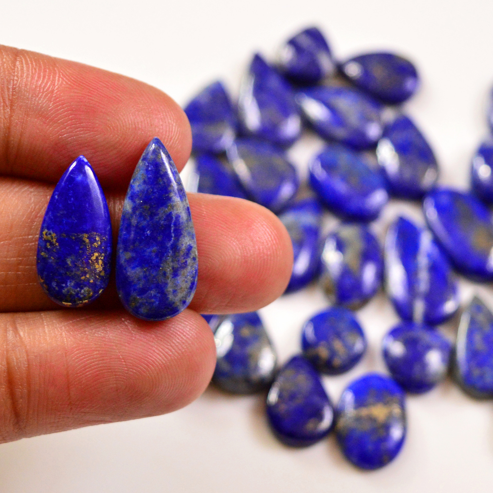 34 Pcs 212 Cts Natural Lapis Cabochons Gemstone Lot for jewellery making 23x10 10x10mm 19678