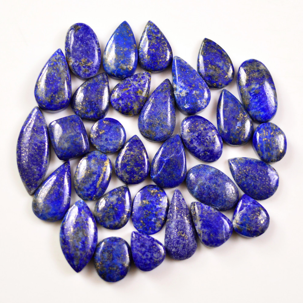 Image of 30 Pcs 189 Cts Natural Lapis Cabochons Gemstone Lot for jewellery making 25x9 10x10mm #19679