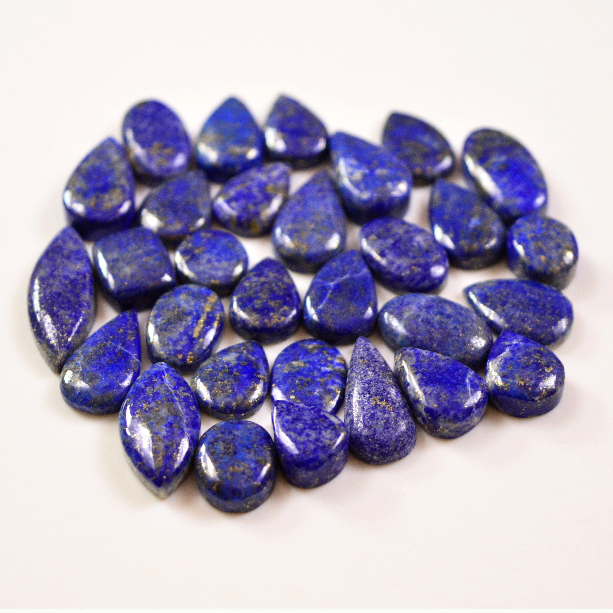 30 Pcs 189 Cts Natural Lapis Cabochons Gemstone Lot for jewellery making 25x9 10x10mm 19679