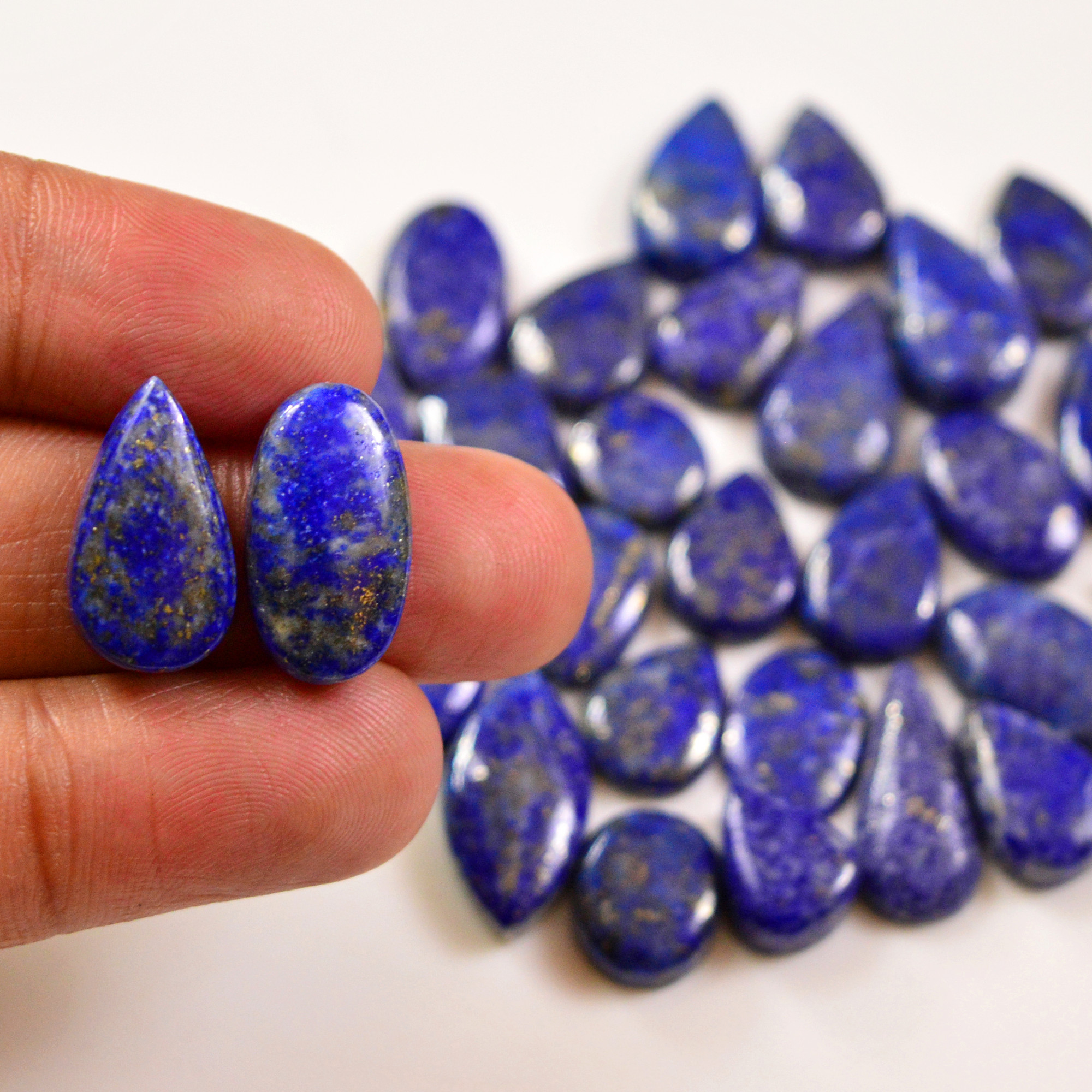 30 Pcs 189 Cts Natural Lapis Cabochons Gemstone Lot for jewellery making 25x9 10x10mm 19679