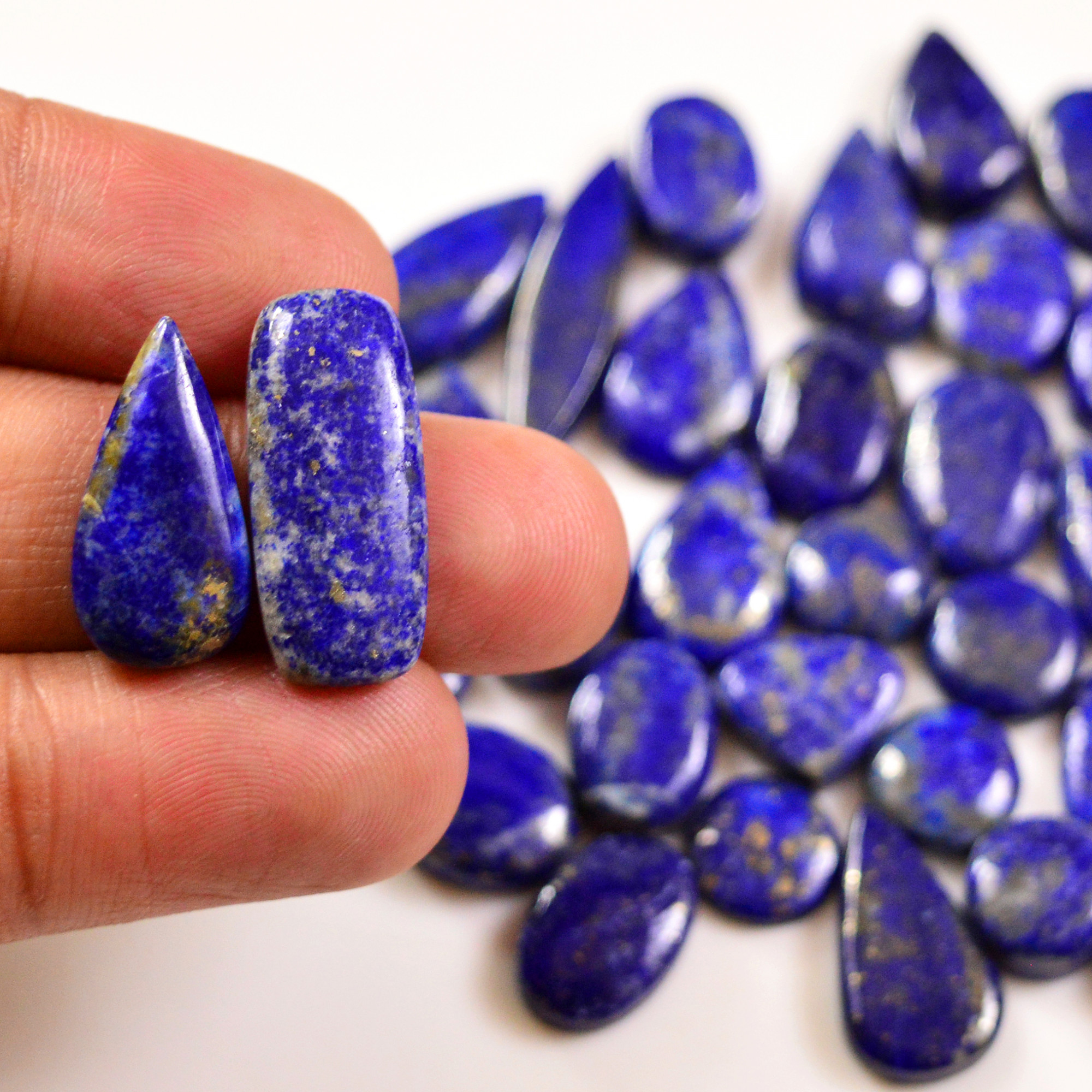36 Pcs 222 Cts Natural Lapis Cabochons Gemstone Lot for jewellery making 27x7 10x10mm 19680