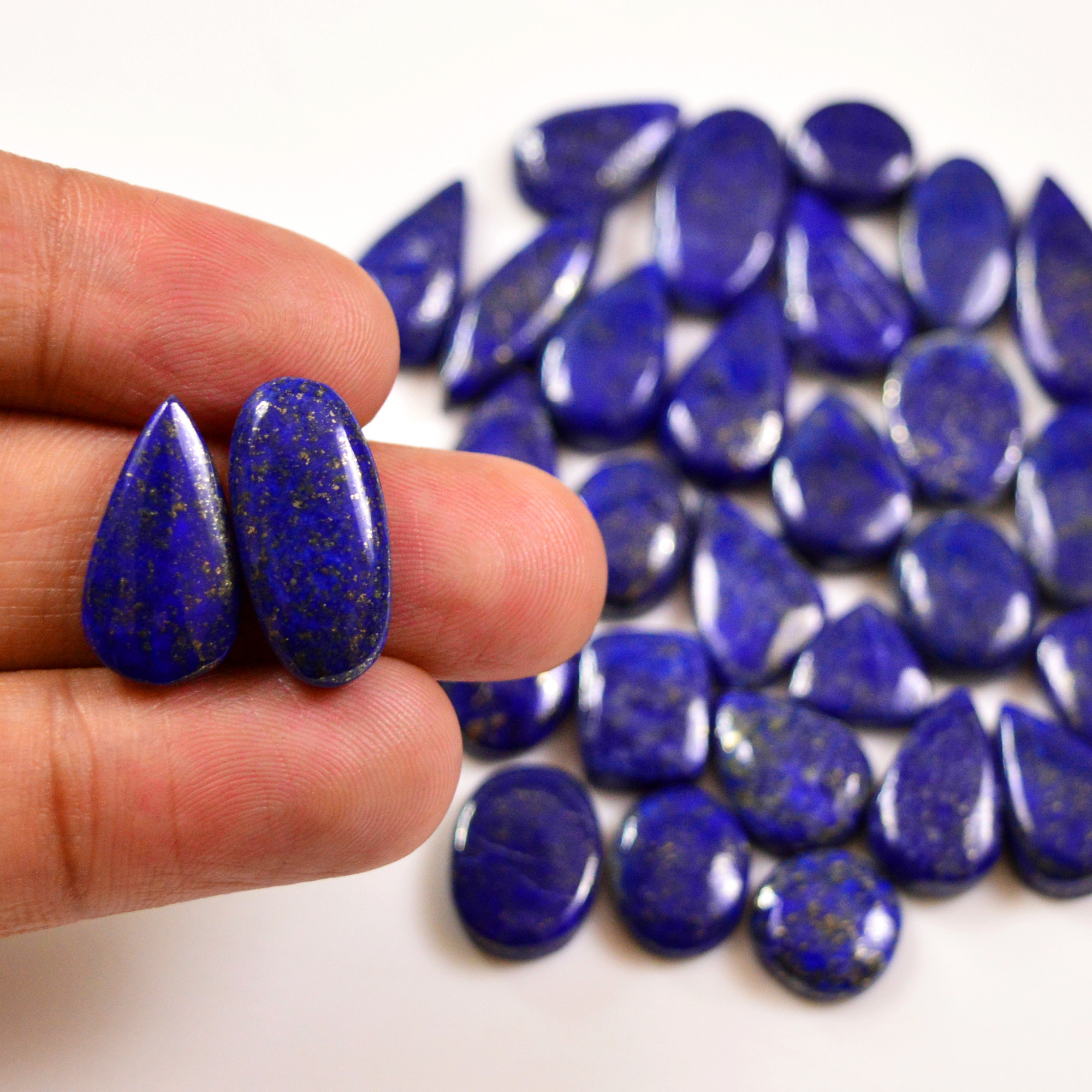 33 Pcs 203 Cts Natural Lapis Cabochons Gemstone Lot for jewellery making 22x10 10x10mm 19682