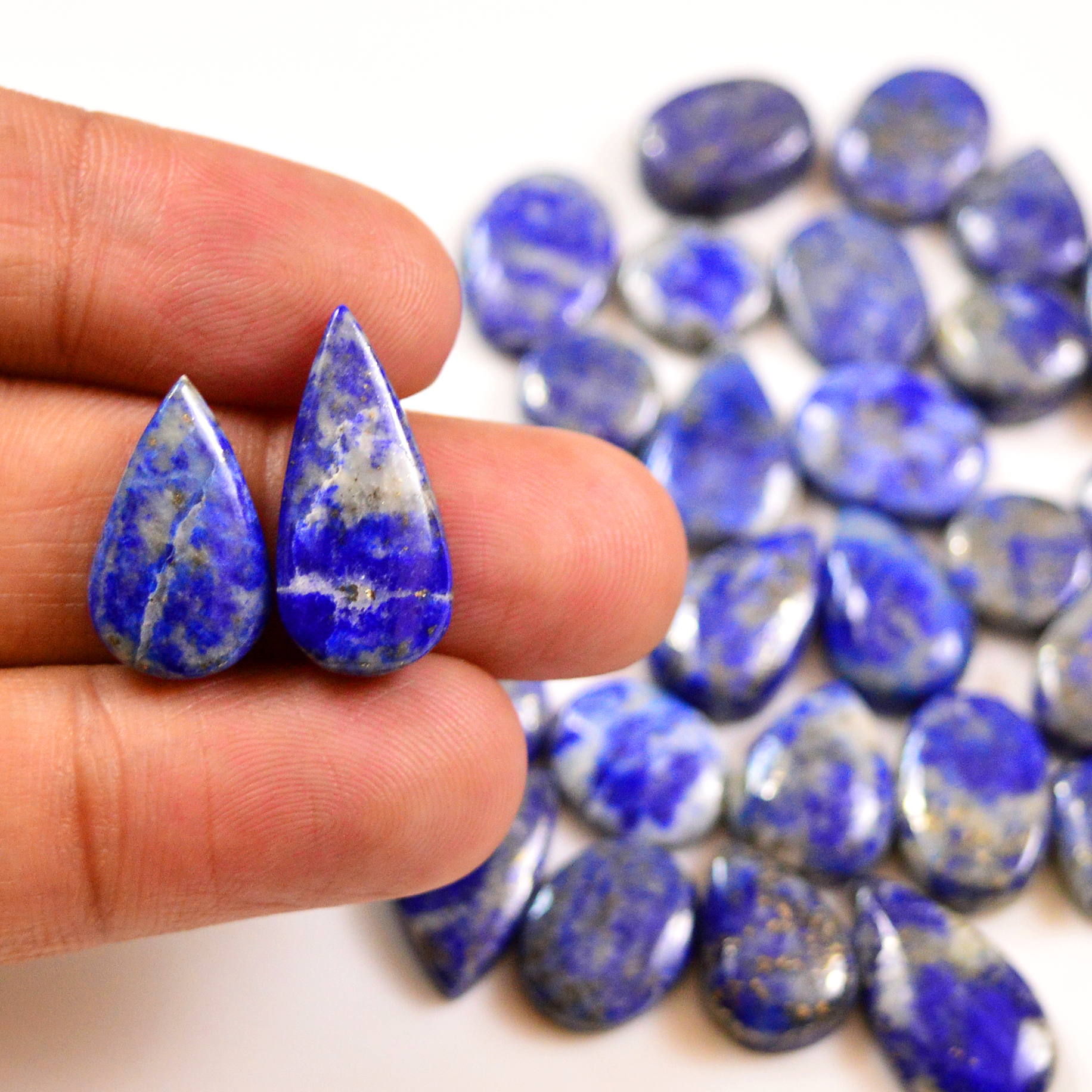 35 Pcs 212 Cts Natural Lapis Cabochons Gemstone Lot for jewellery making 22x10 10x410mm 19683