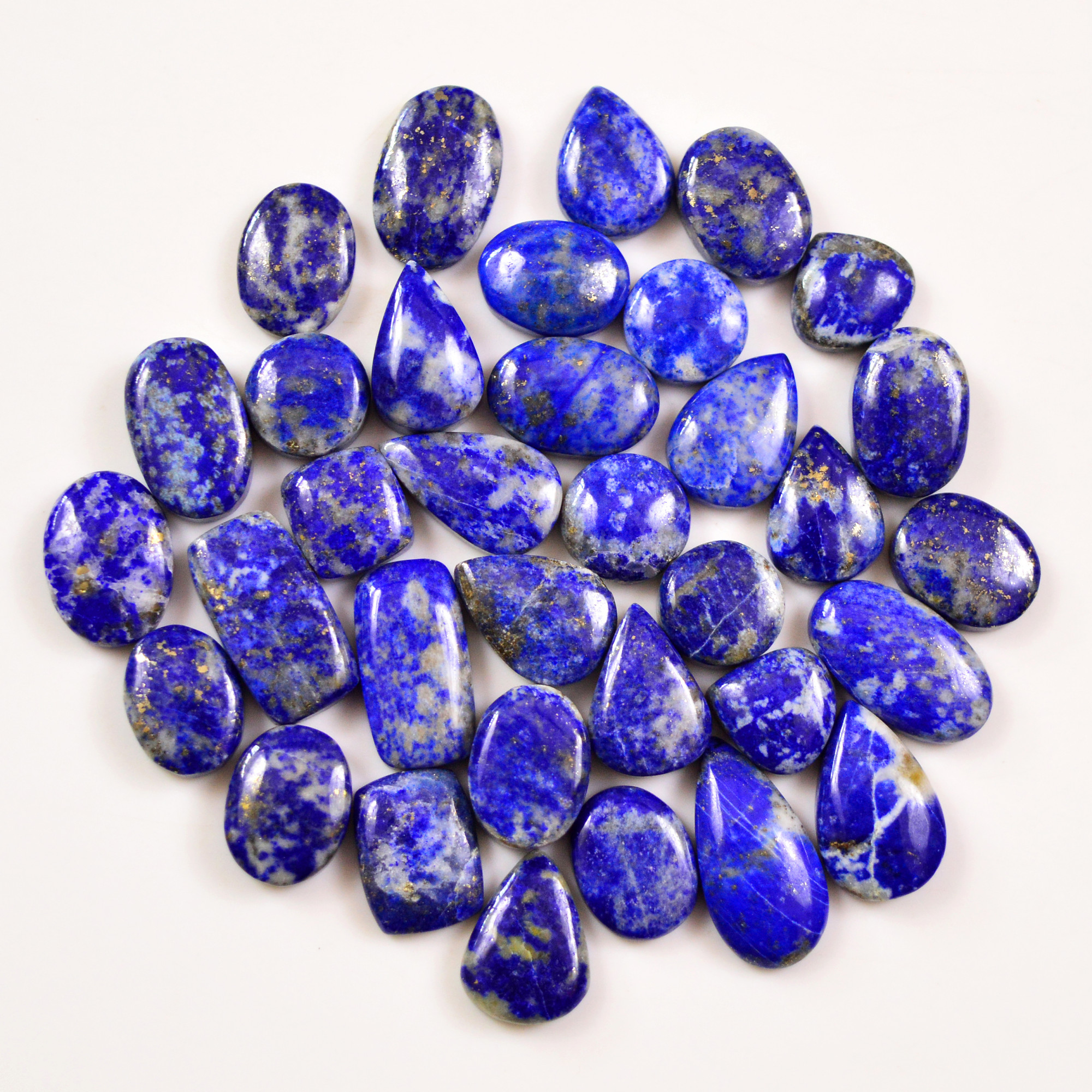 34 Pcs 213 Cts Natural Lapis Cabochons Gemstone Lot for jewellery making 20x10 10x10mm 19684