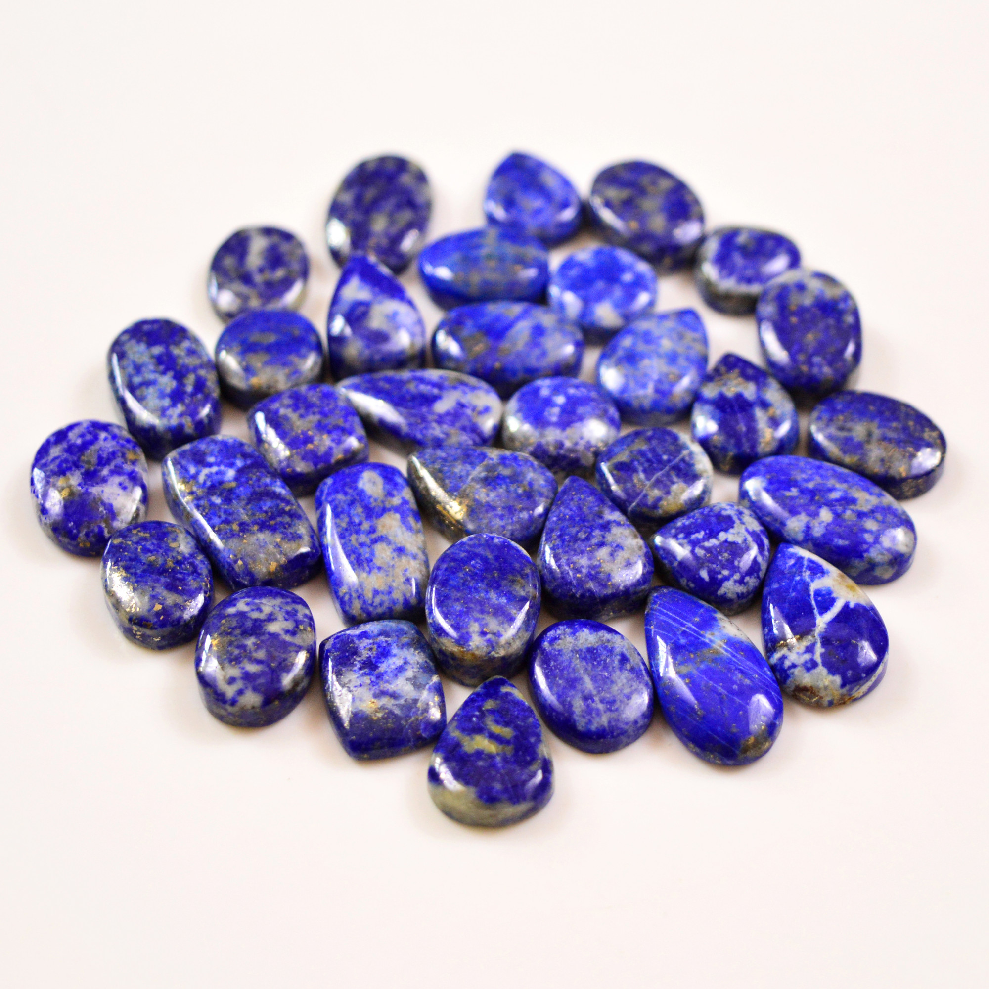 34 Pcs 213 Cts Natural Lapis Cabochons Gemstone Lot for jewellery making 20x10 10x10mm 19684