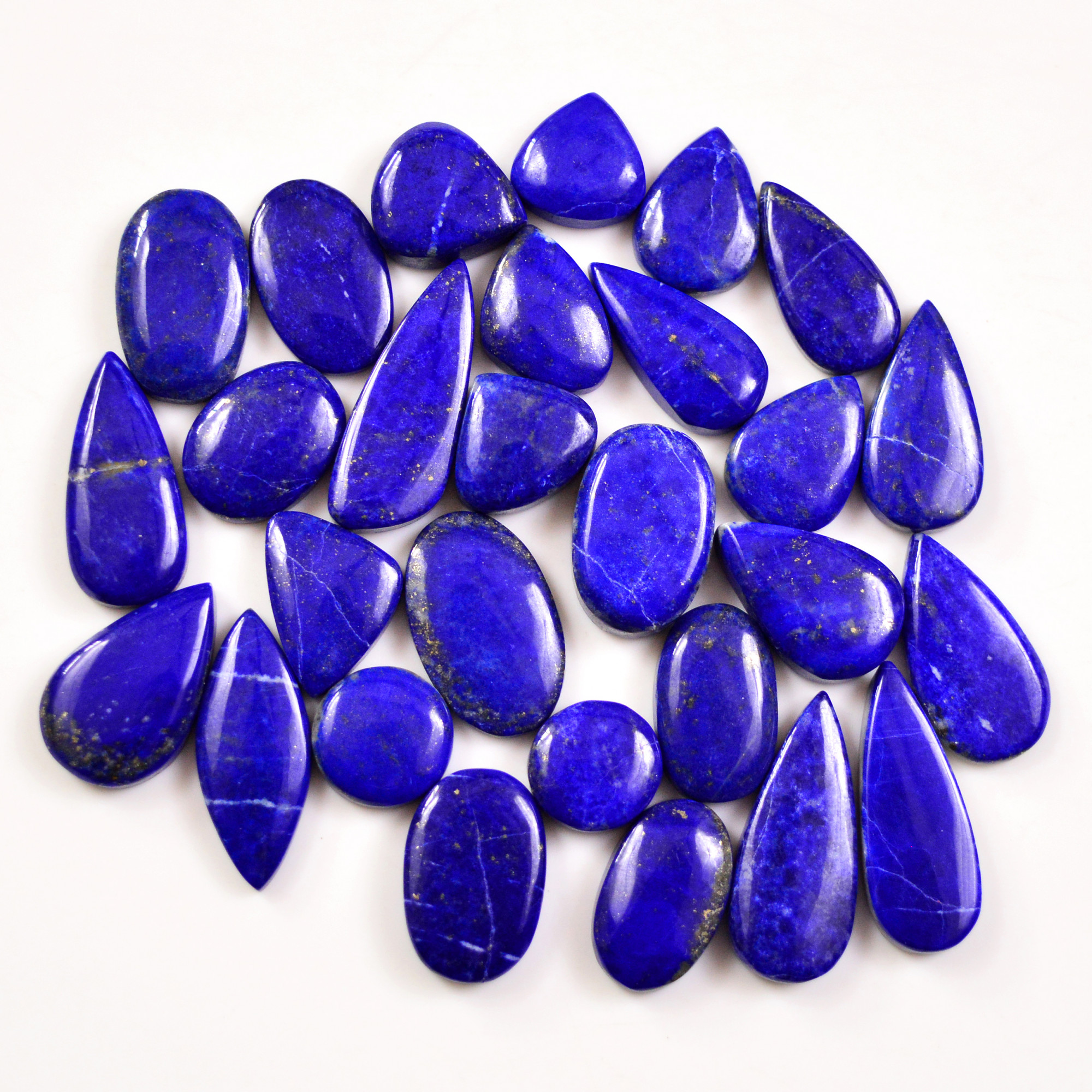 28 Pcs 248 Cts Natural Lapis Lazuli Cabochons Gemstone Lot for jewellery making25x10 12x12mm 19686