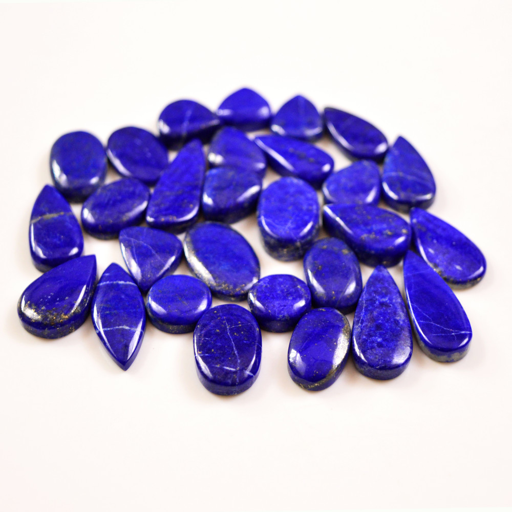 Image of 28 Pcs 248 Cts Natural Lapis Lazuli Cabochons Gemstone Lot for jewellery making25x10 12x12mm #19686