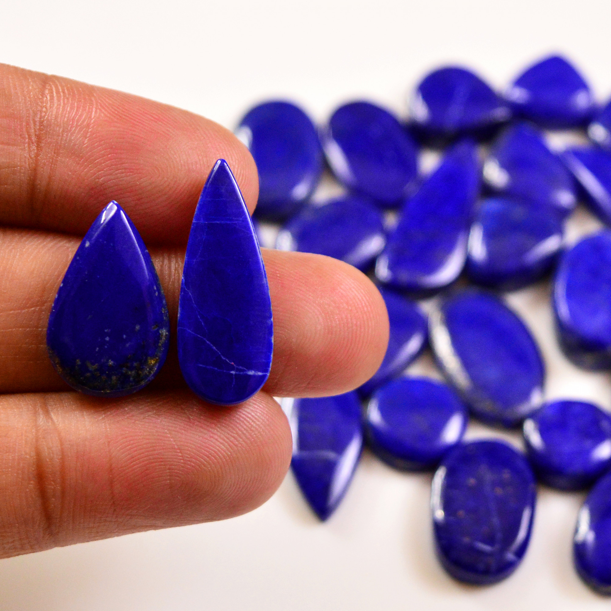28 Pcs 248 Cts Natural Lapis Lazuli Cabochons Gemstone Lot for jewellery making25x10 12x12mm 19686