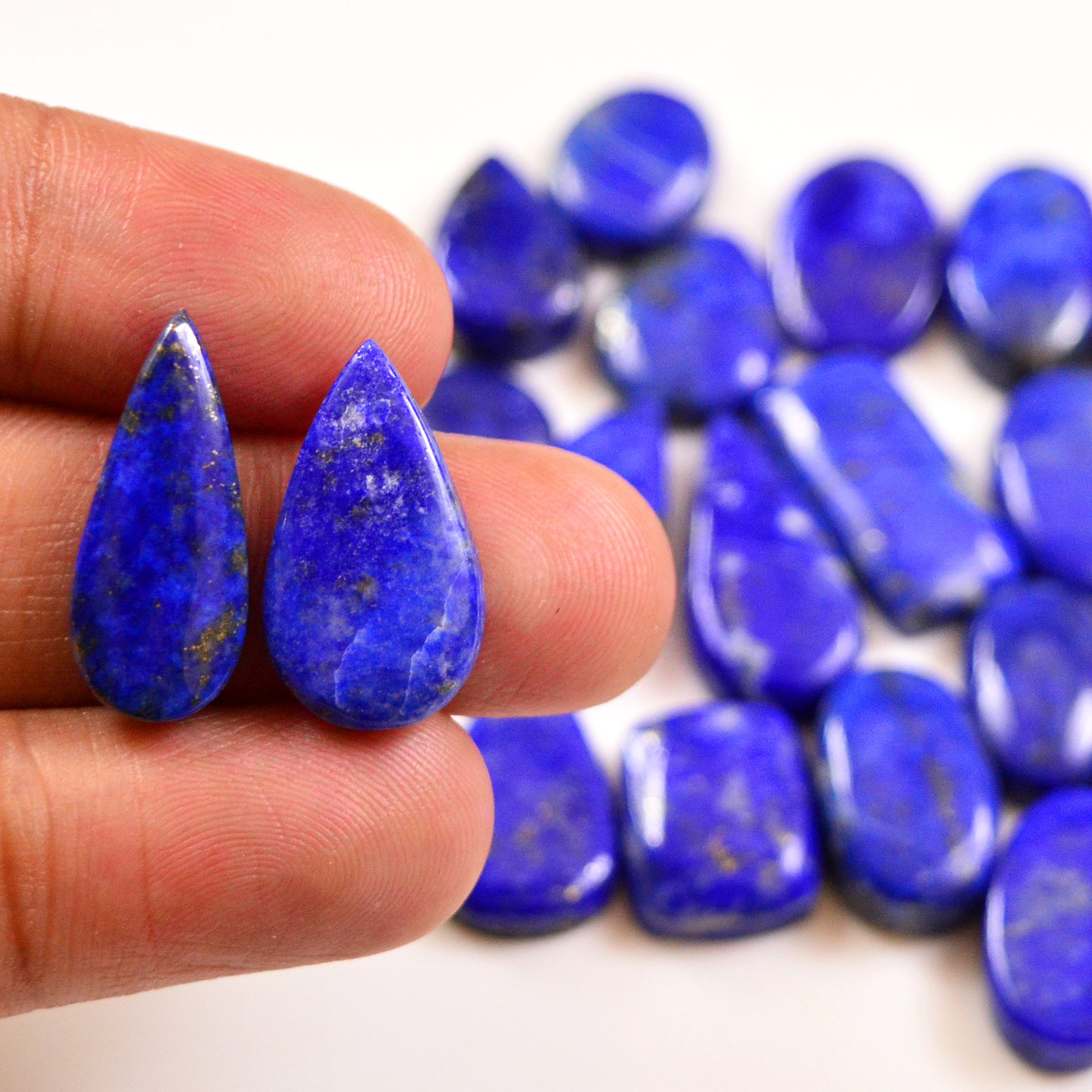 22 Pcs 212 Cts Natural Lapis Lazuli Cabochons Gemstone Lot for jewellery making20x10 10x10mm 19687