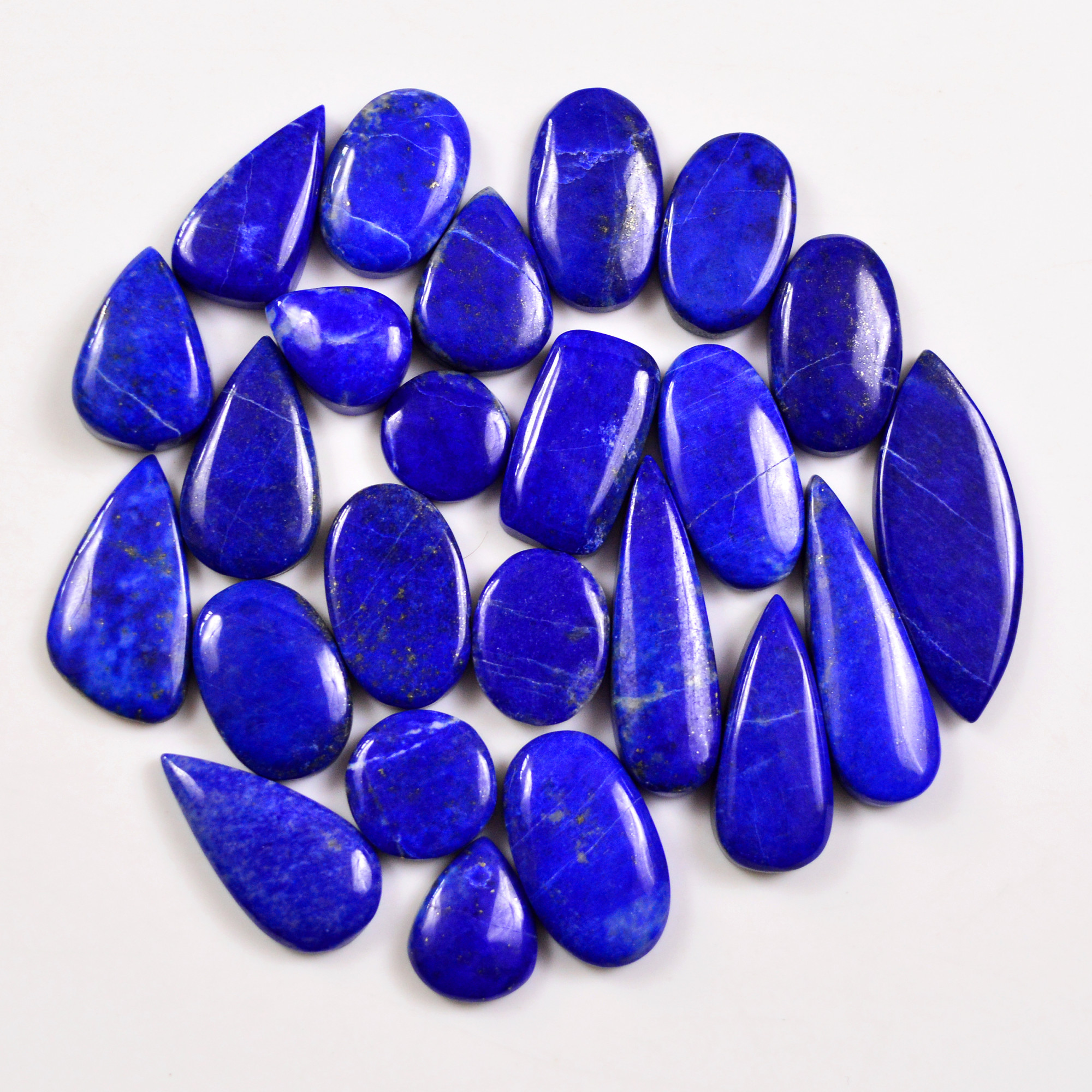 24 Pcs 237 Cts Natural Lapis Lazuli Cabochons Gemstone Lot for jewellery making33x12 12x12mm 19689
