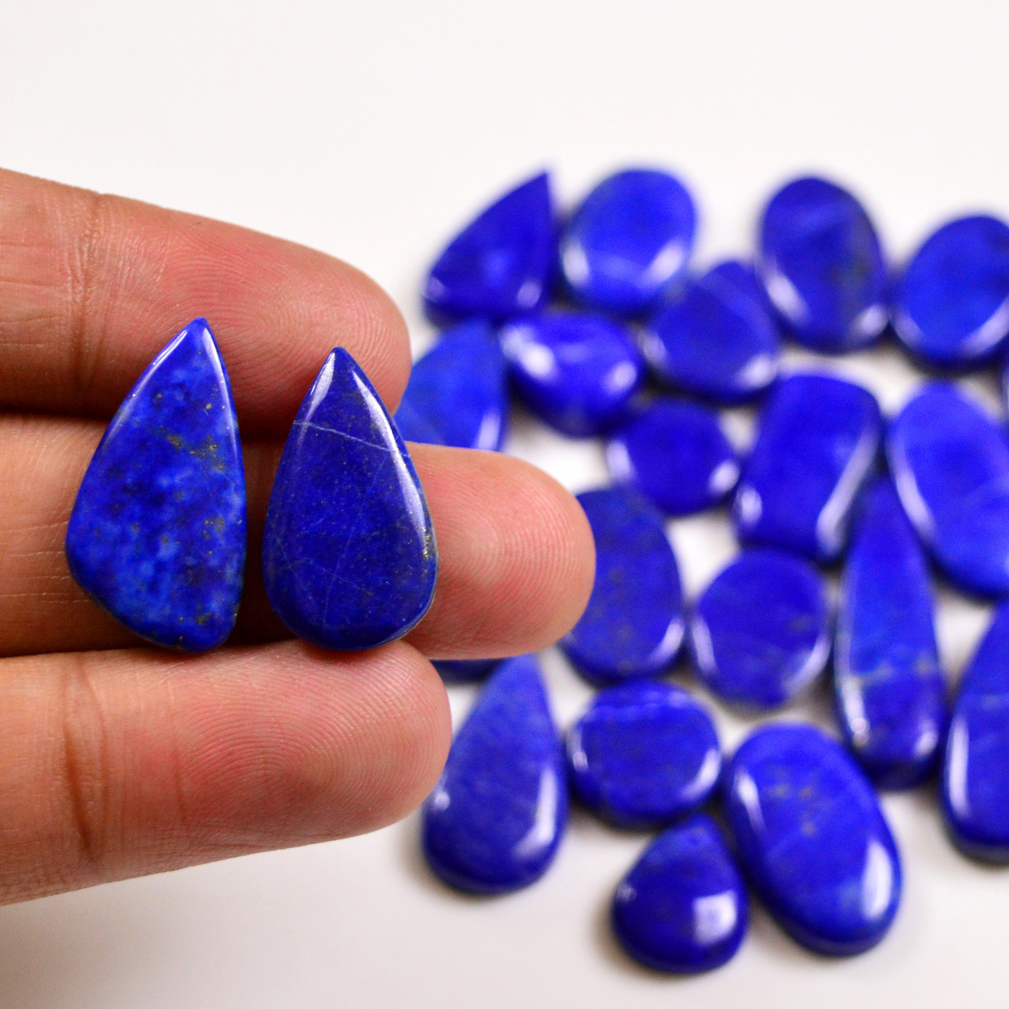 24 Pcs 237 Cts Natural Lapis Lazuli Cabochons Gemstone Lot for jewellery making33x12 12x12mm 19689