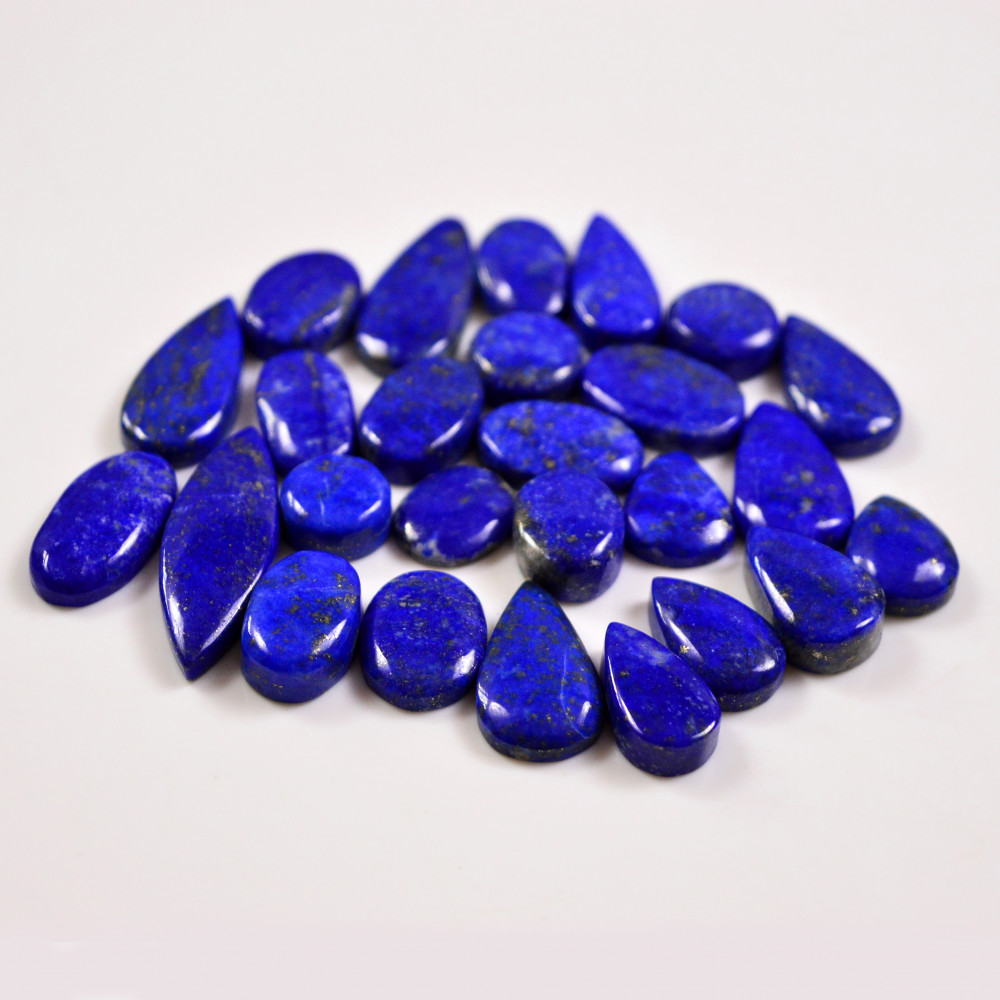 Image of 26 Pcs 259 Cts Natural Lapis Lazuli Cabochons Gemstone Lot for jewellery making32x12  12x12mm #19690