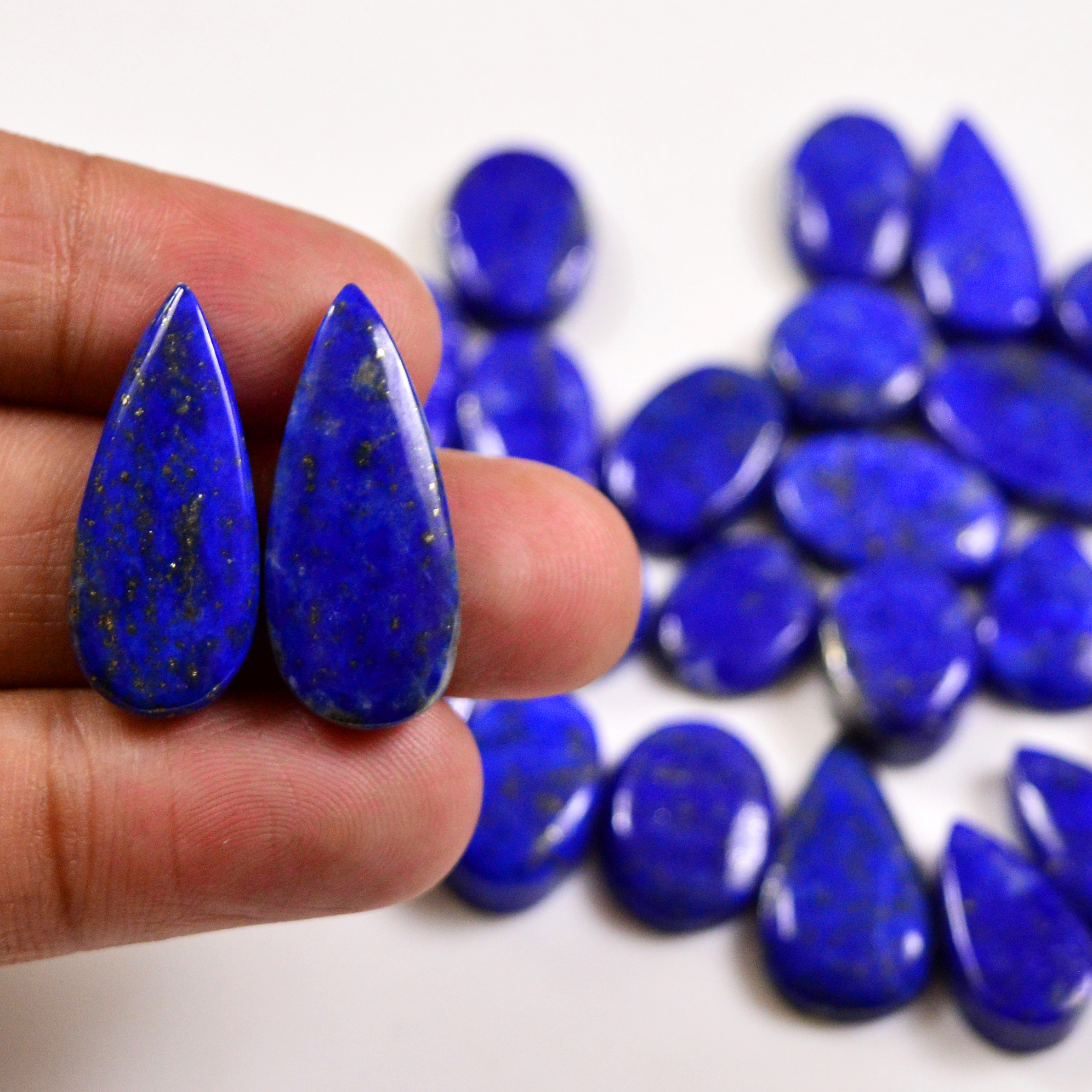 26 Pcs 259 Cts Natural Lapis Lazuli Cabochons Gemstone Lot for jewellery making32x12  12x12mm 19690