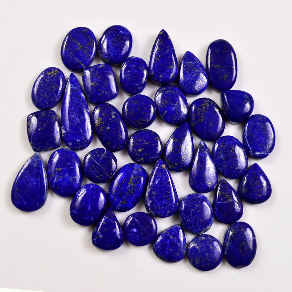 Image of 34 Pcs 316 Cts Natural Lapis Lazuli Cabochons Gemstone Lot for jewellery making22x10 12x12mm #19691