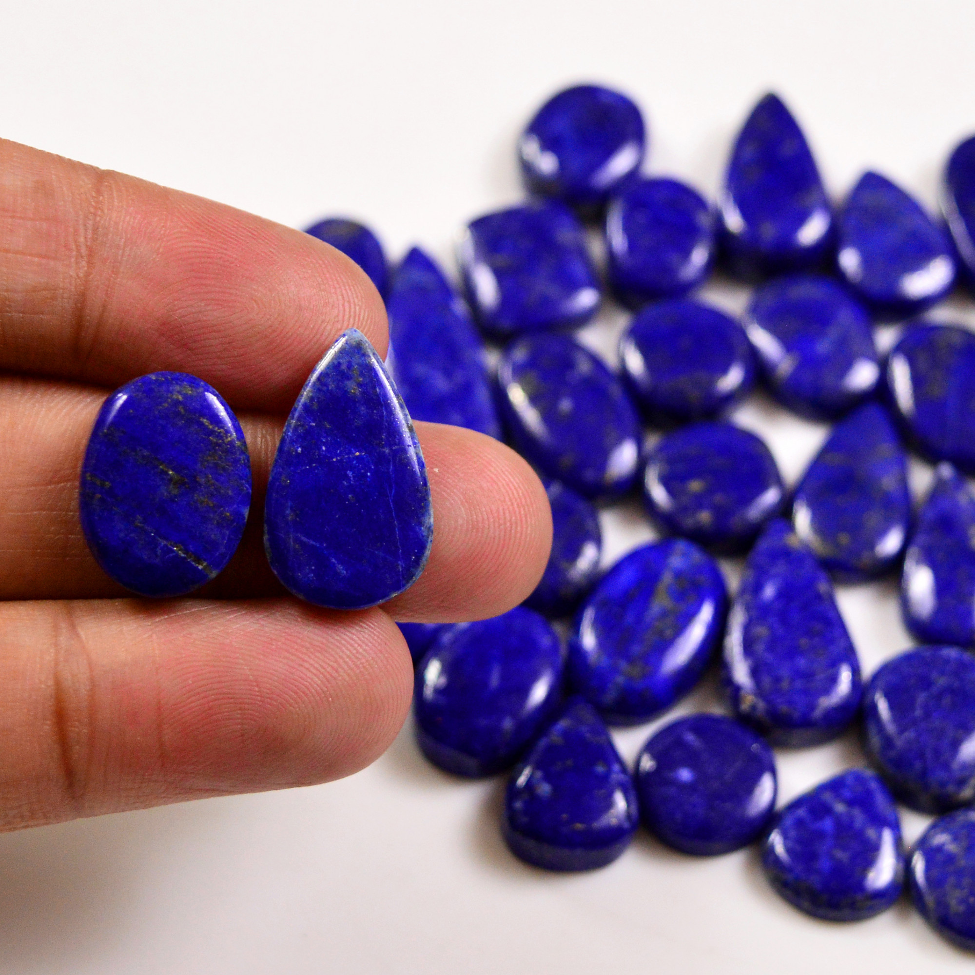 34 Pcs 316 Cts Natural Lapis Lazuli Cabochons Gemstone Lot for jewellery making22x10 12x12mm 19691