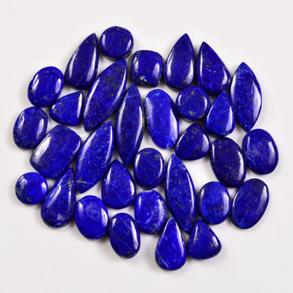 Image of 31 Pcs 276 Cts Natural Lapis Lazuli Cabochons Gemstone Lot for jewellery making28x11 10x10mm #19692