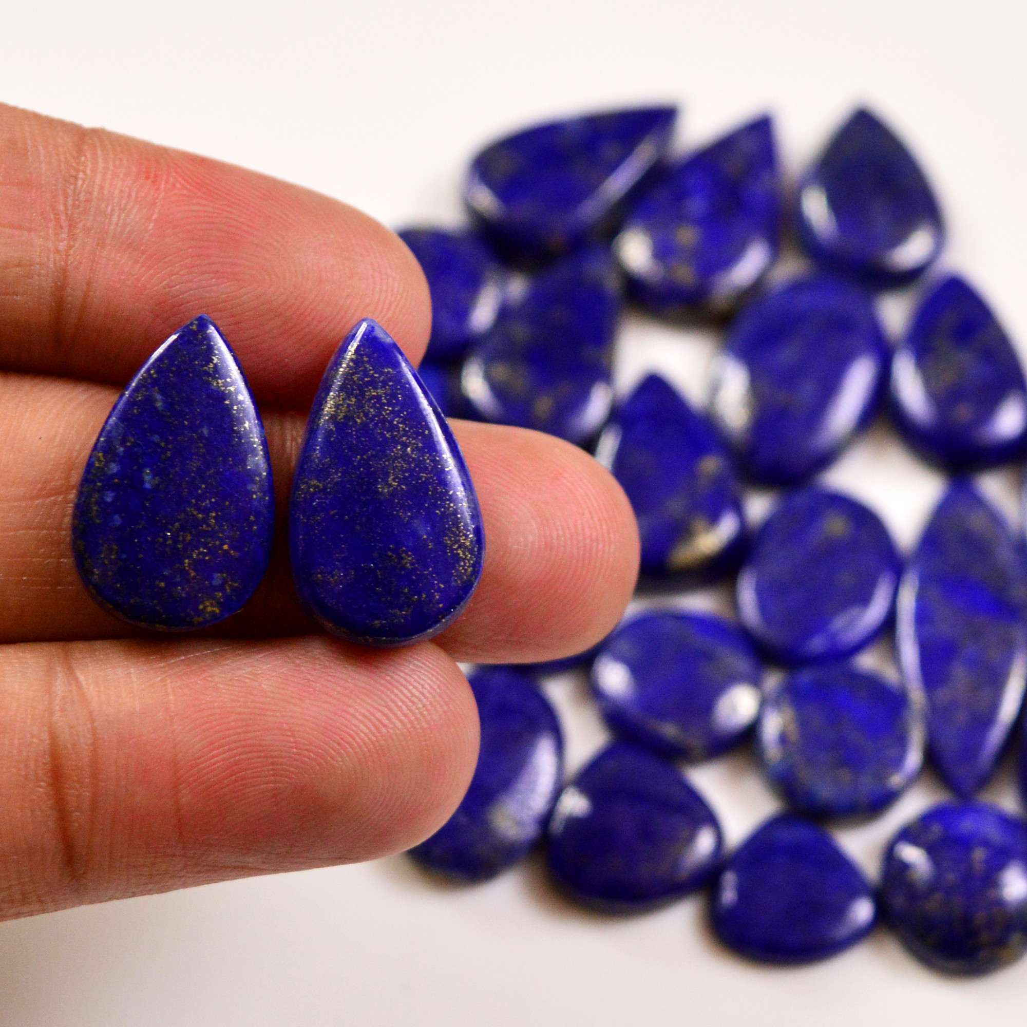 25 Pcs 216 Cts Natural Lapis Lazuli Cabochons Gemstone Lot for jewellery making36x10 11x11mm 19694