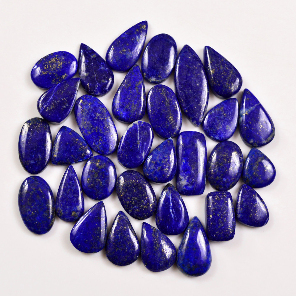 Image of 30 Pcs 246 Cts Natural Lapis Lazuli Cabochons Gemstone Lot for jewellery making28x11 14x11mm #19697