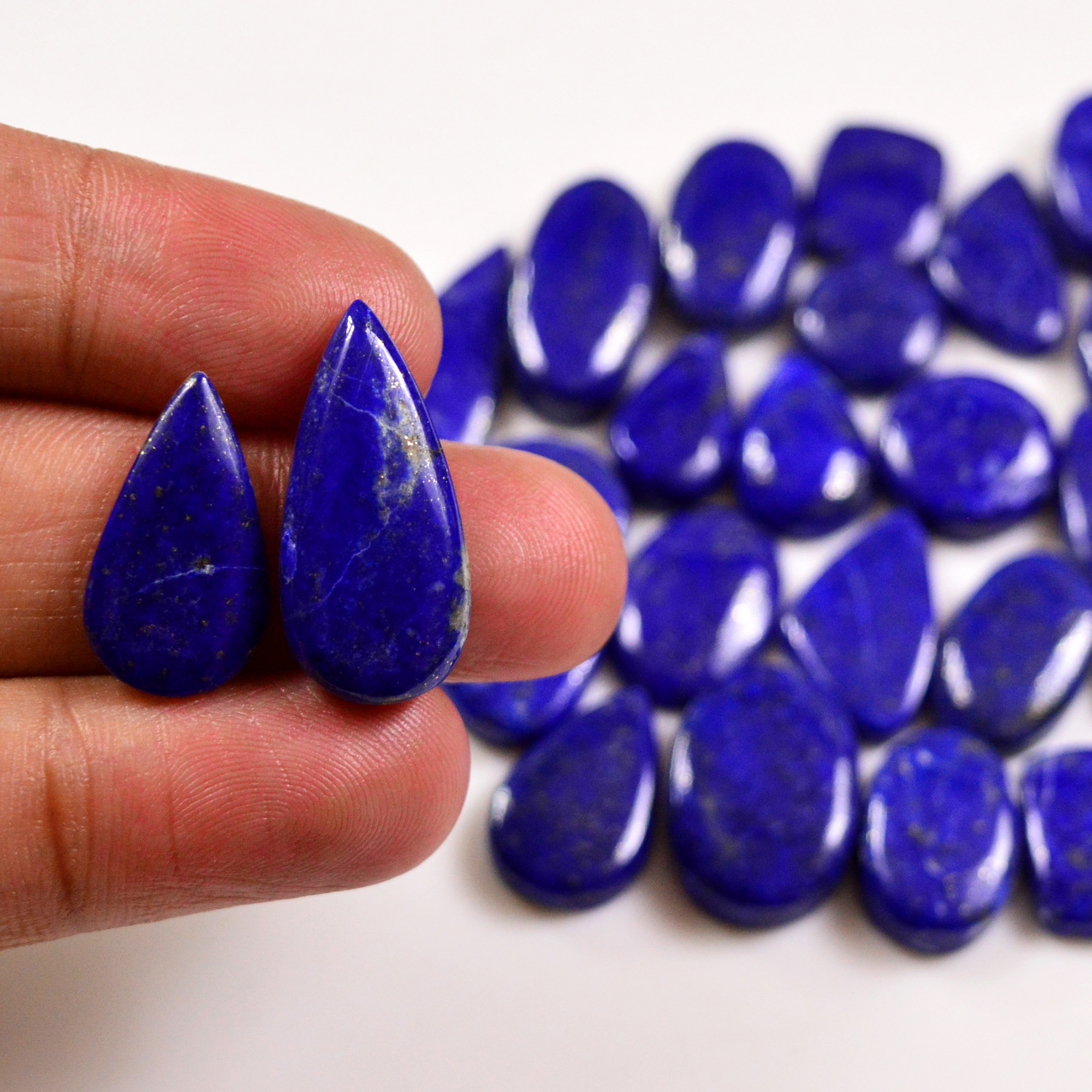 28 Pcs 238 Cts Natural Lapis Lazuli Cabochons Gemstone Lot for jewellery making25x11 11x11mm 19698