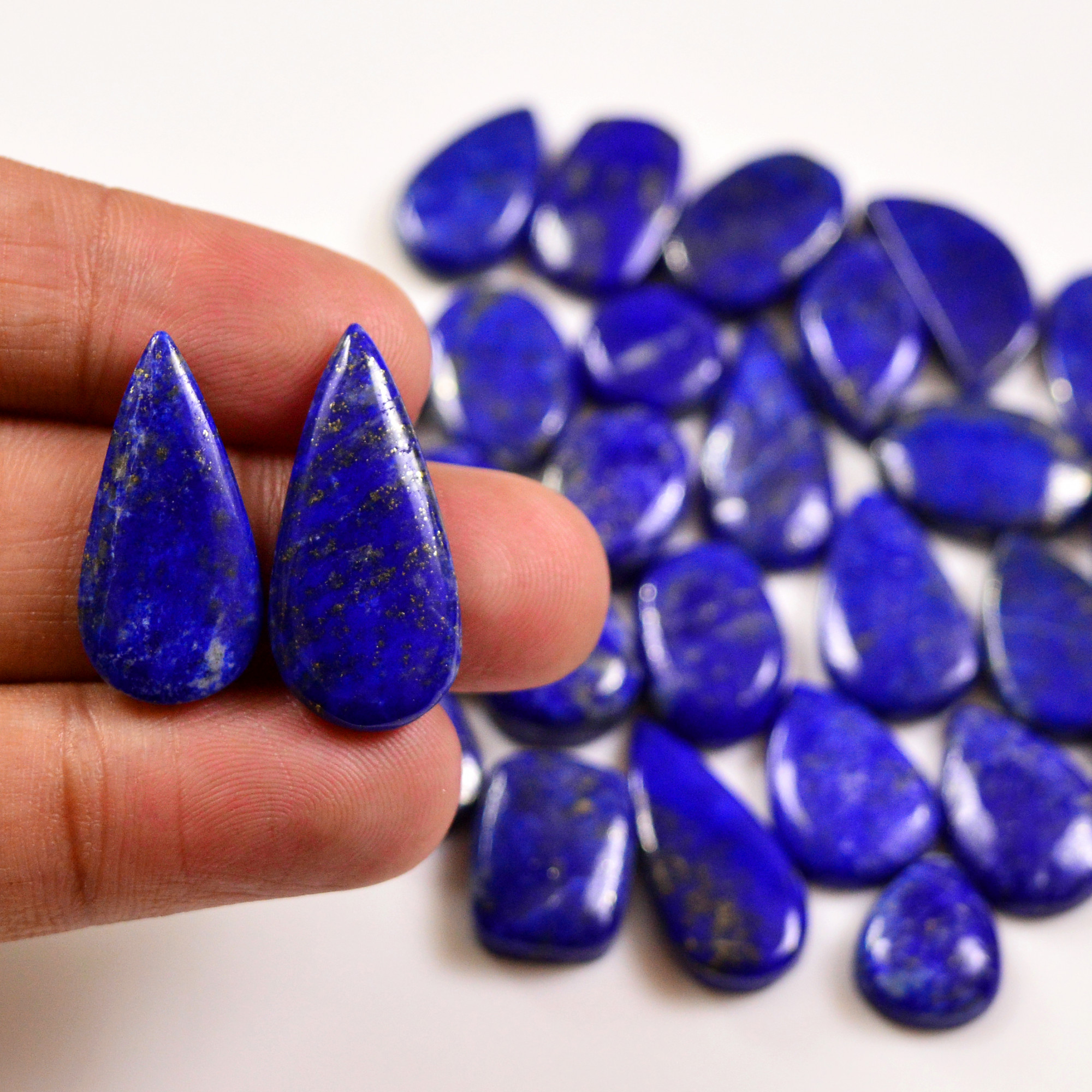 28 Pcs 266 Cts Natural Lapis Lazuli Cabochons Gemstone Lot for jewellery making26x12 11x11mm 19699