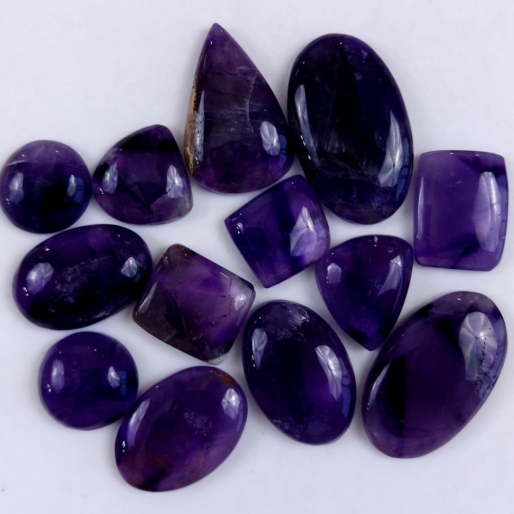13Pcs 564Cts Natural Purple Amethyst Loose Cabochon Flat Back Both Side Polish Gemstone Lot 40x23 19x19mm#G-1970