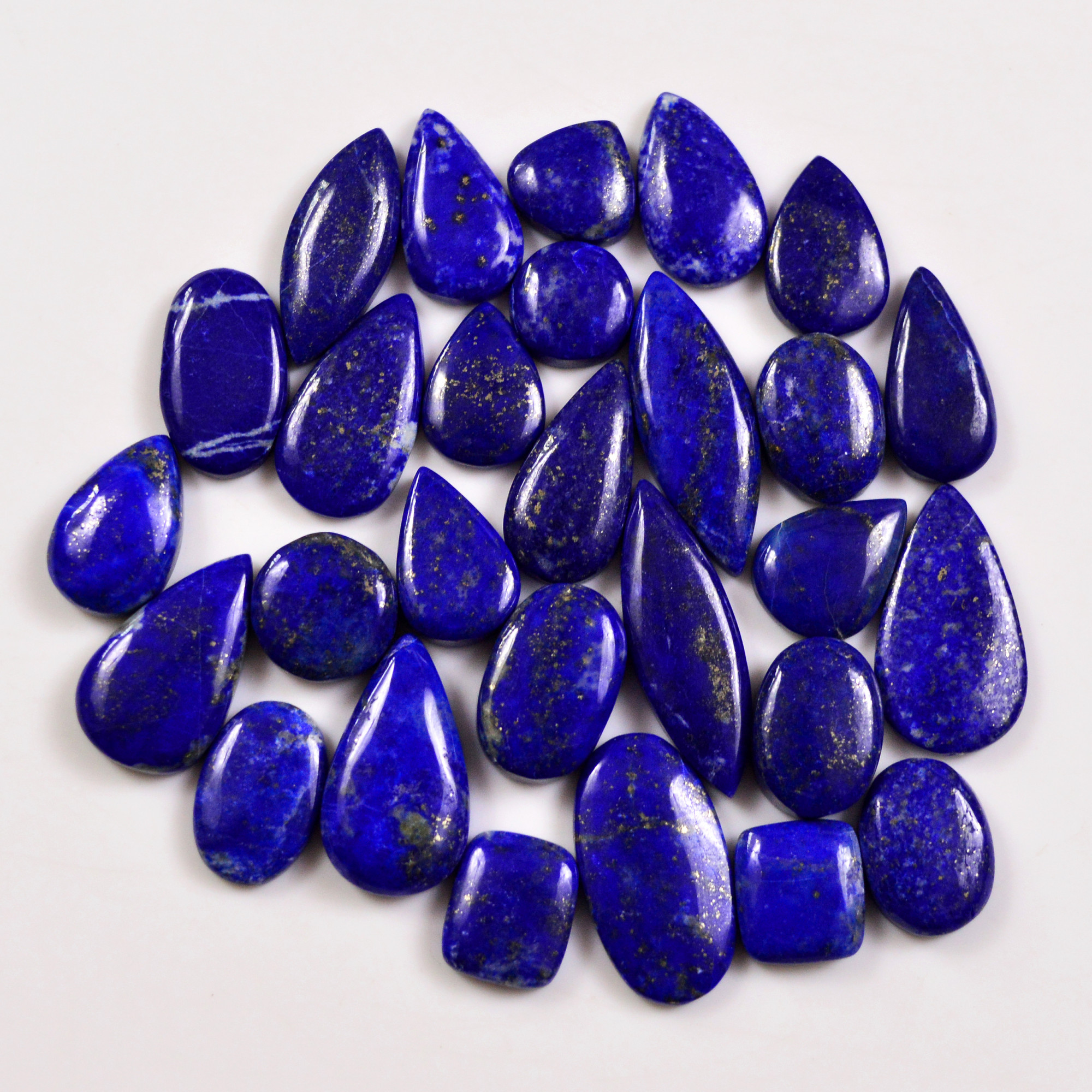 28 Pcs 253 Cts Natural Lapis Lazuli Cabochons Gemstone Lot for jewellery making28x10 11x11mm 19701