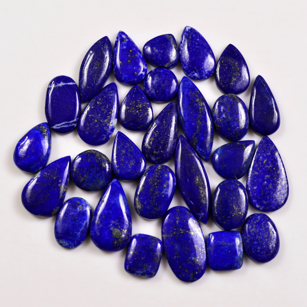 Image of 28 Pcs 253 Cts Natural Lapis Lazuli Cabochons Gemstone Lot for jewellery making28x10 11x11mm #19701