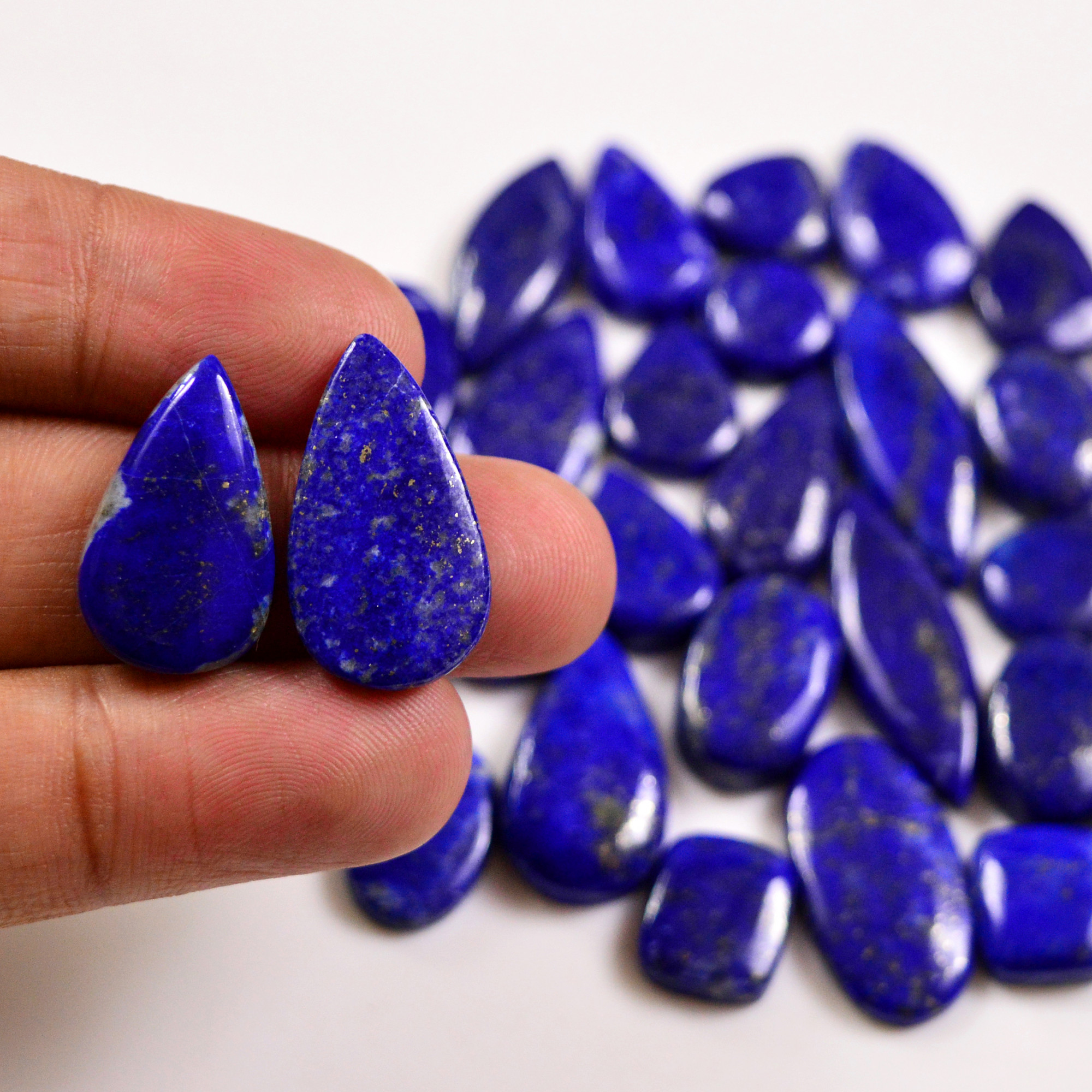 28 Pcs 253 Cts Natural Lapis Lazuli Cabochons Gemstone Lot for jewellery making28x10 11x11mm 19701