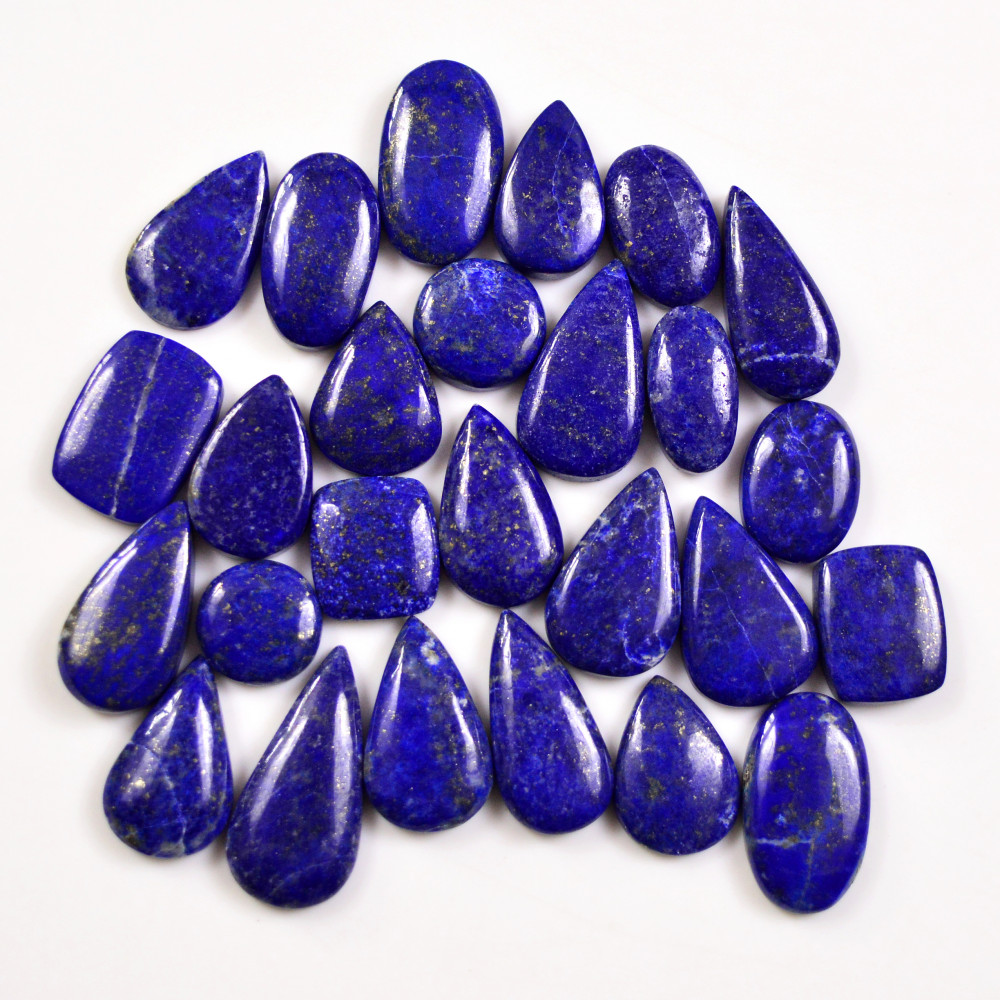 Image of 26 Pcs 220 Cts Natural Lapis Lazuli Cabochons Gemstone Lot for jewellery making24x11 12x12mm #19703