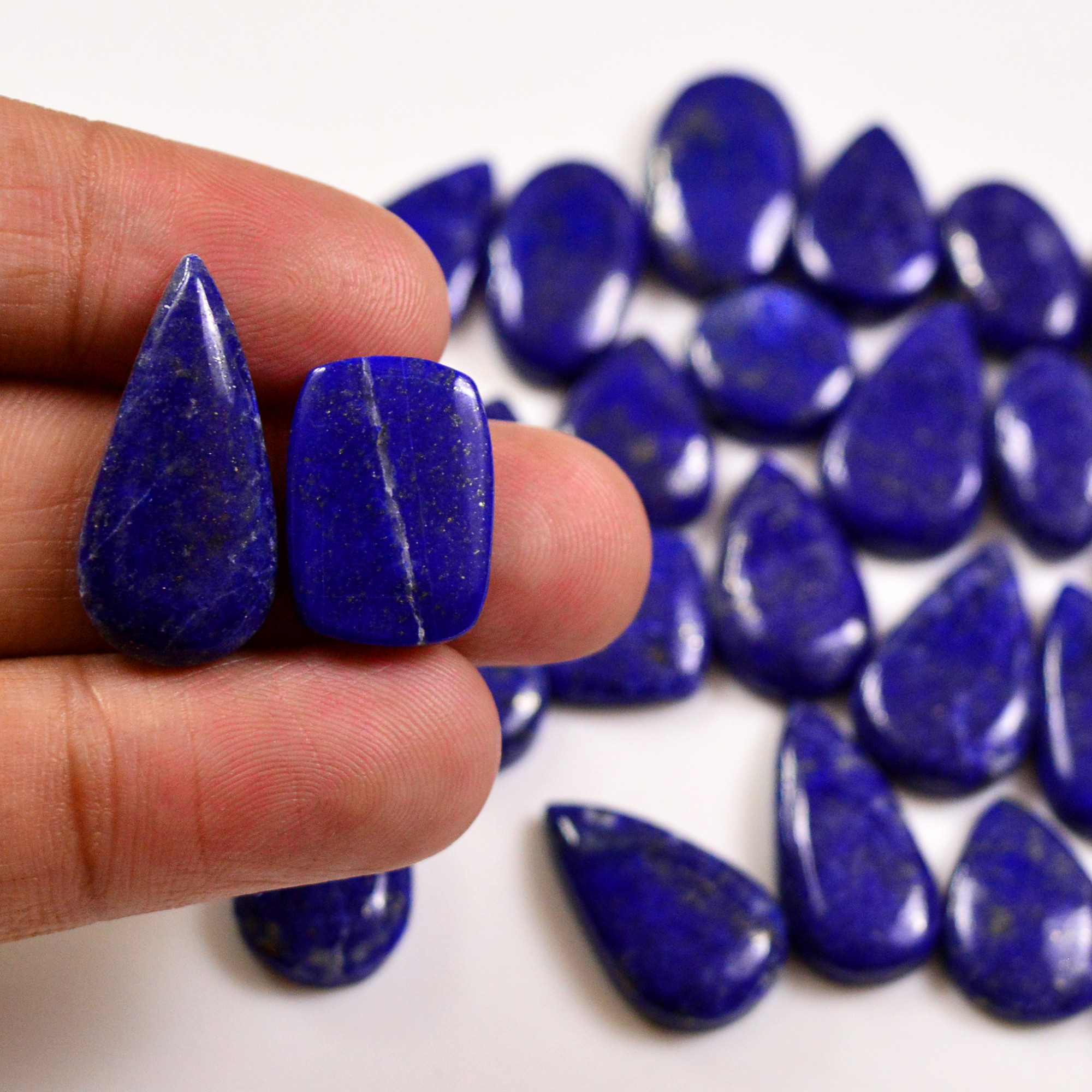 26 Pcs 220 Cts Natural Lapis Lazuli Cabochons Gemstone Lot for jewellery making24x11 12x12mm 19703