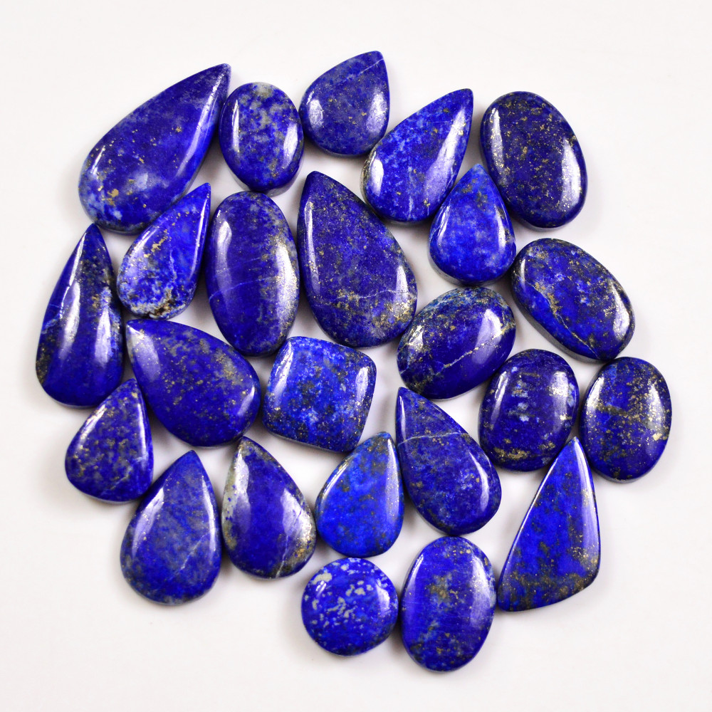 Image of 24 Pcs 228 Cts Natural Lapis Lazuli Cabochons Gemstone Lot for jewellery making26x12 11x11mm #19704