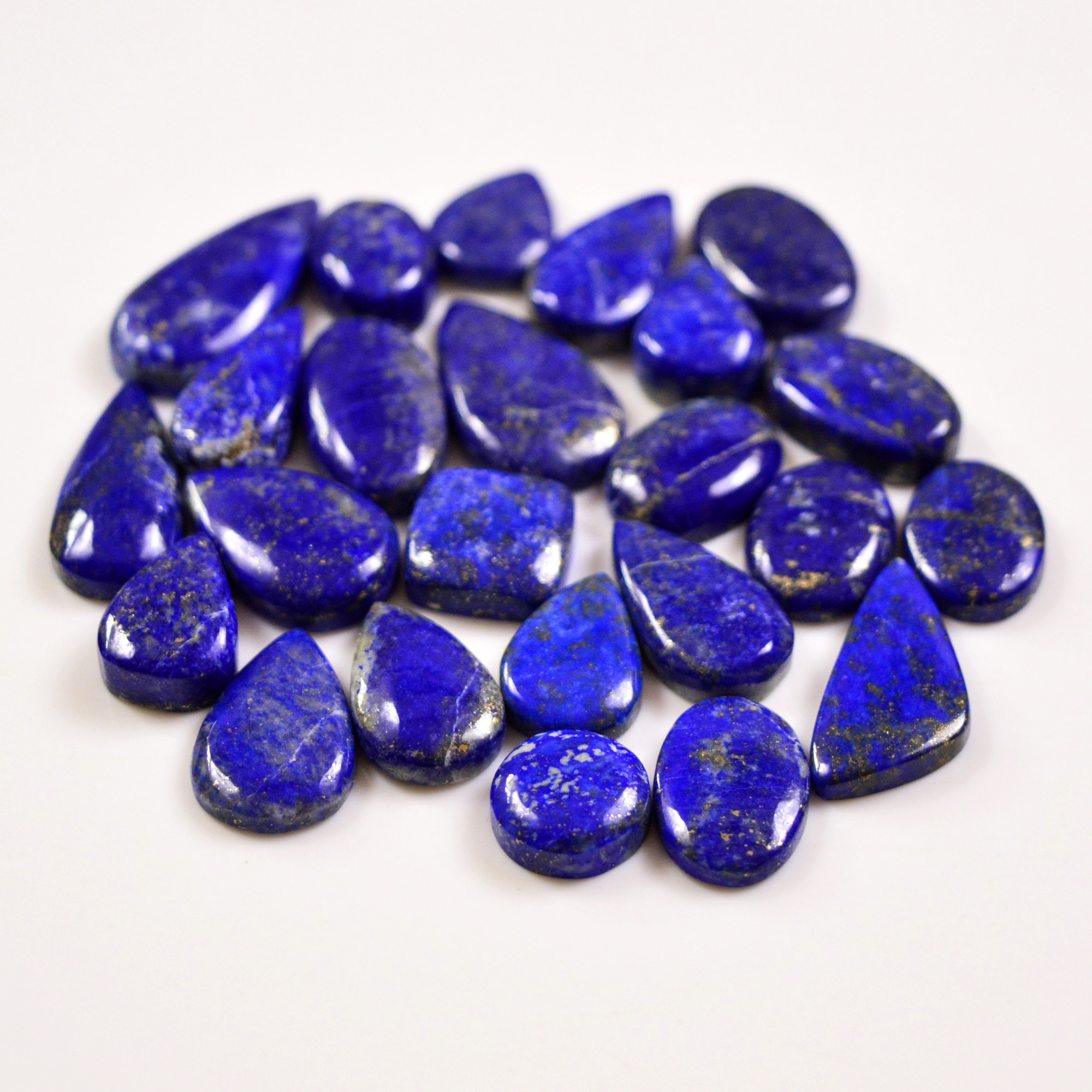 24 Pcs 228 Cts Natural Lapis Lazuli Cabochons Gemstone Lot for jewellery making26x12 11x11mm 19704