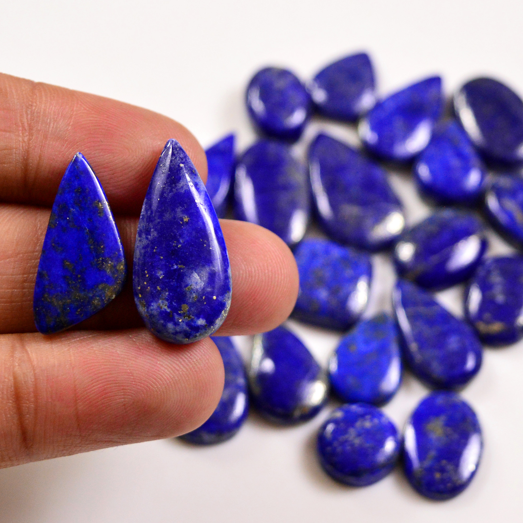 24 Pcs 228 Cts Natural Lapis Lazuli Cabochons Gemstone Lot for jewellery making26x12 11x11mm 19704