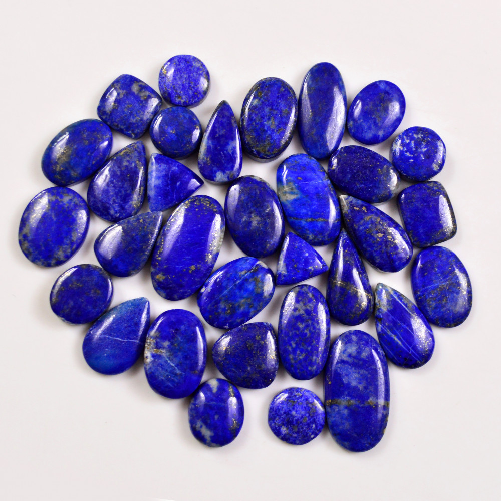 Image of 32 Pcs 292 Cts Natural Lapis Lazuli Cabochons Gemstone Lot for jewellery making25x13 11x11mm #19705