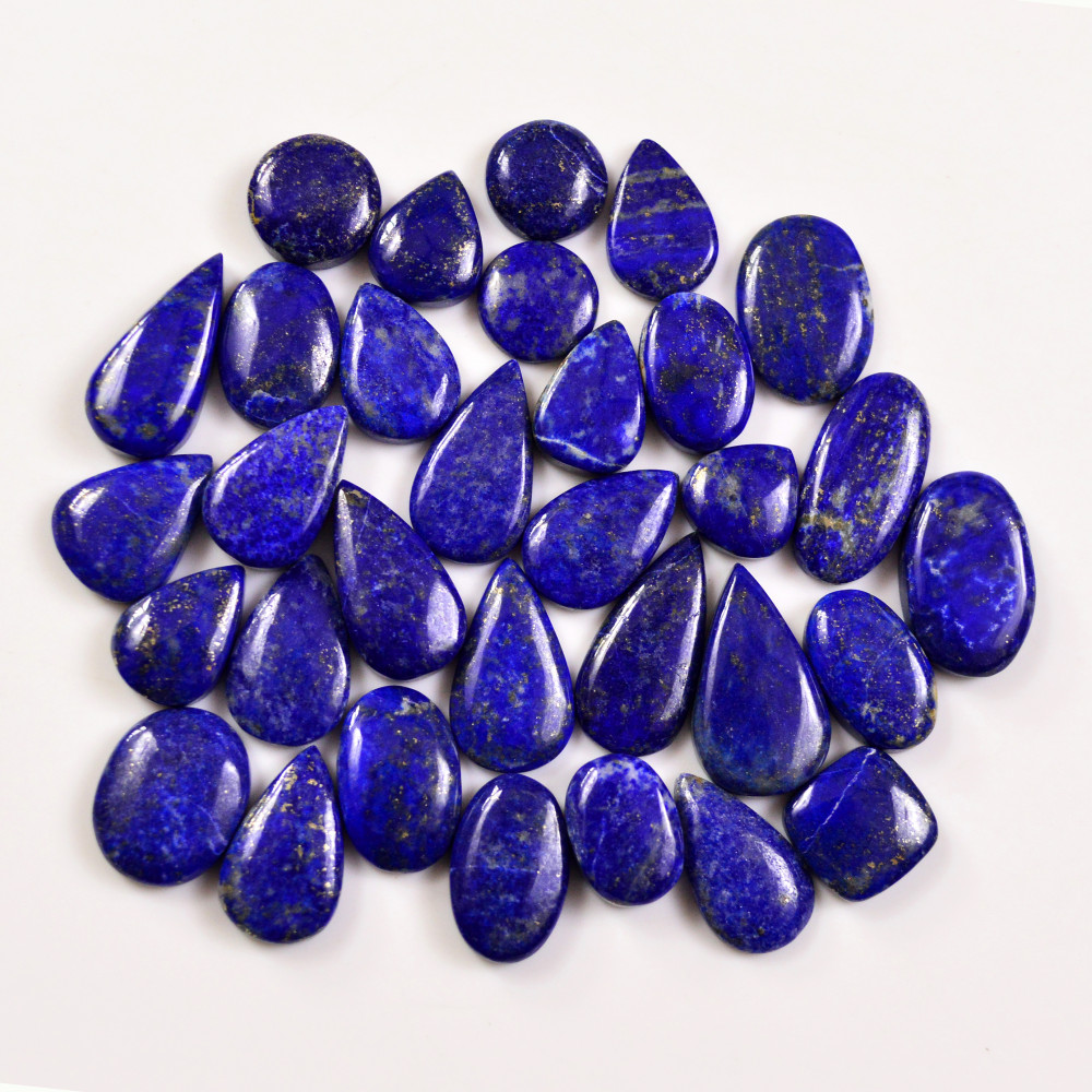 Image of 32 Pcs 271 Cts Natural Lapis Lazuli Cabochons Gemstone Lot for jewellery making22x12 12x12mm #19706