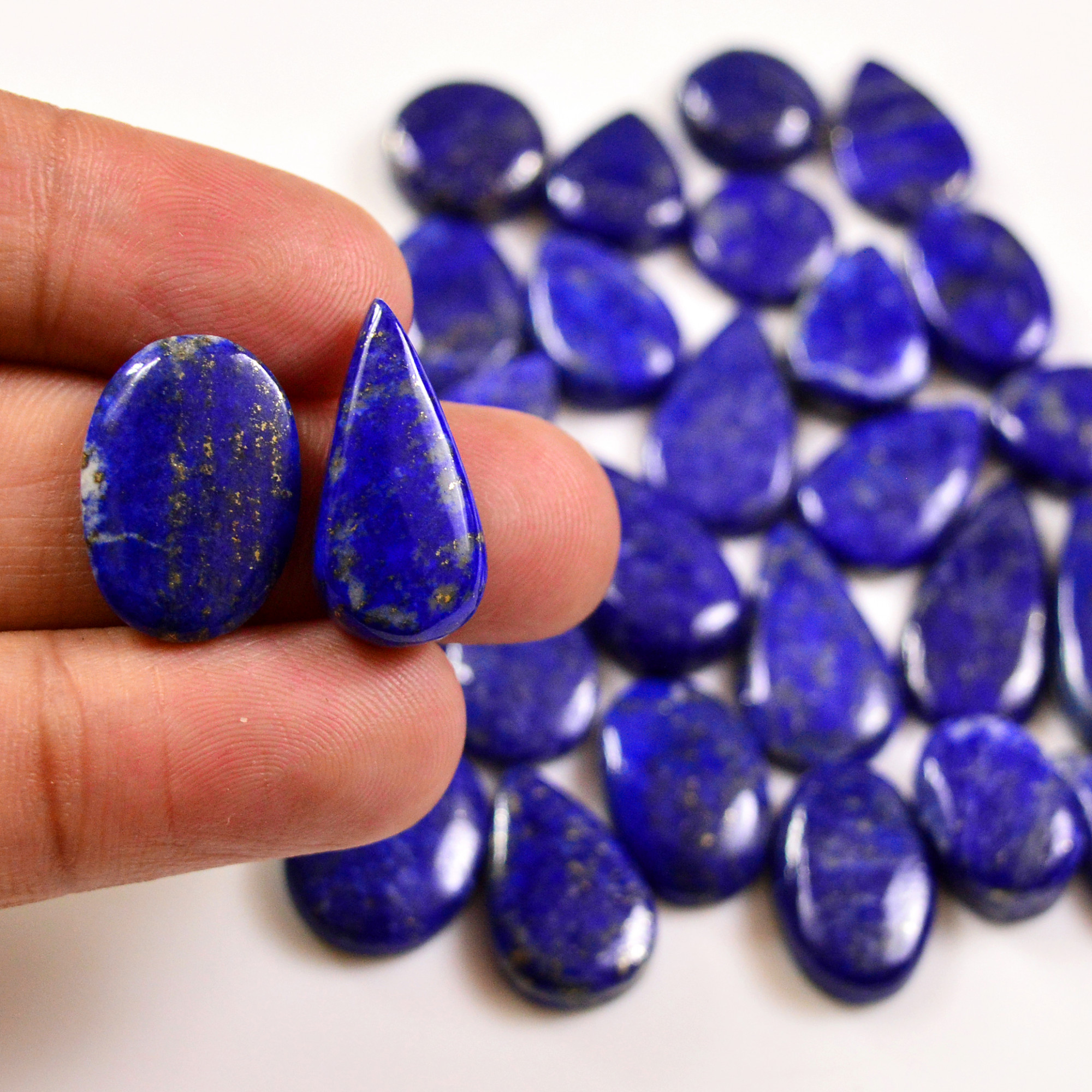 32 Pcs 271 Cts Natural Lapis Lazuli Cabochons Gemstone Lot for jewellery making22x12 12x12mm 19706