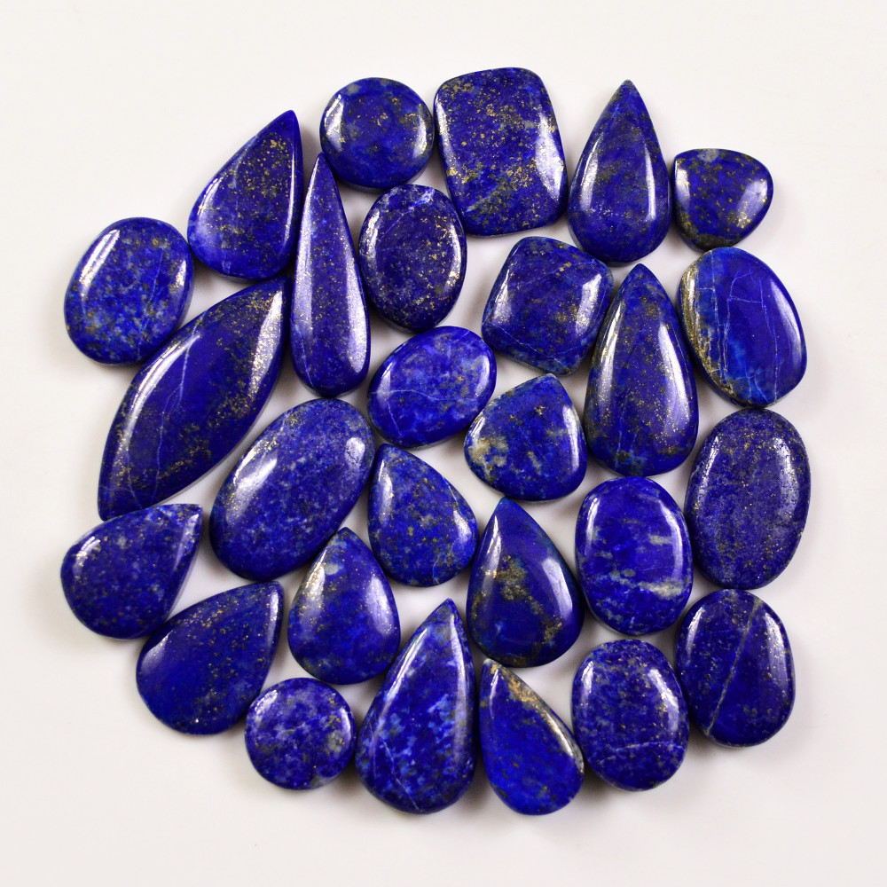 Image of 27 Pcs 261 Cts Natural Lapis Lazuli Cabochons Gemstone Lot for jewellery making31x12 11x11mm #19707