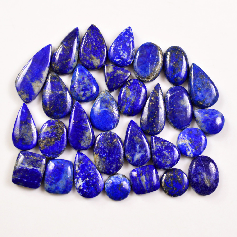 Image of 29 Pcs 267 Cts Natural Lapis Lazuli Cabochons Gemstone Lot for jewellery making26x11 10x10mm #19709