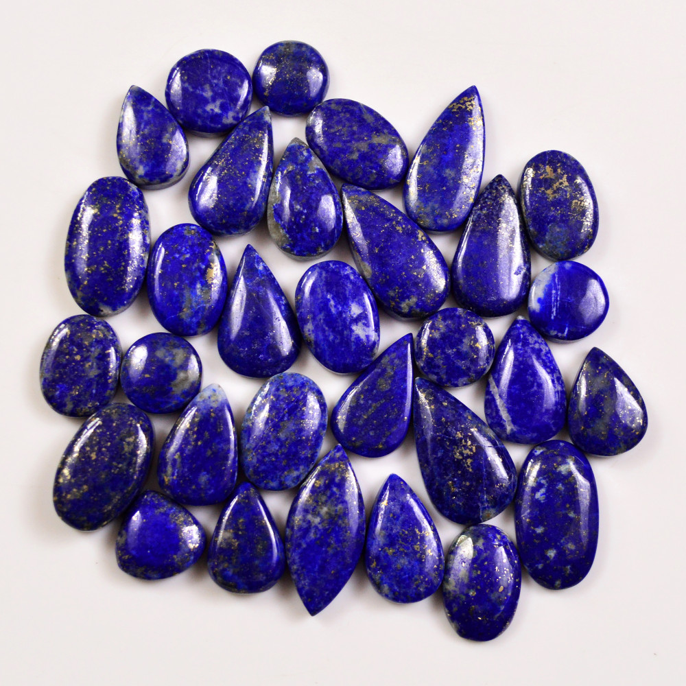 Image of 31 Pcs 270 Cts Natural Lapis Lazuli Cabochons Gemstone Lot for jewellery making22x12 10x10mm #19710