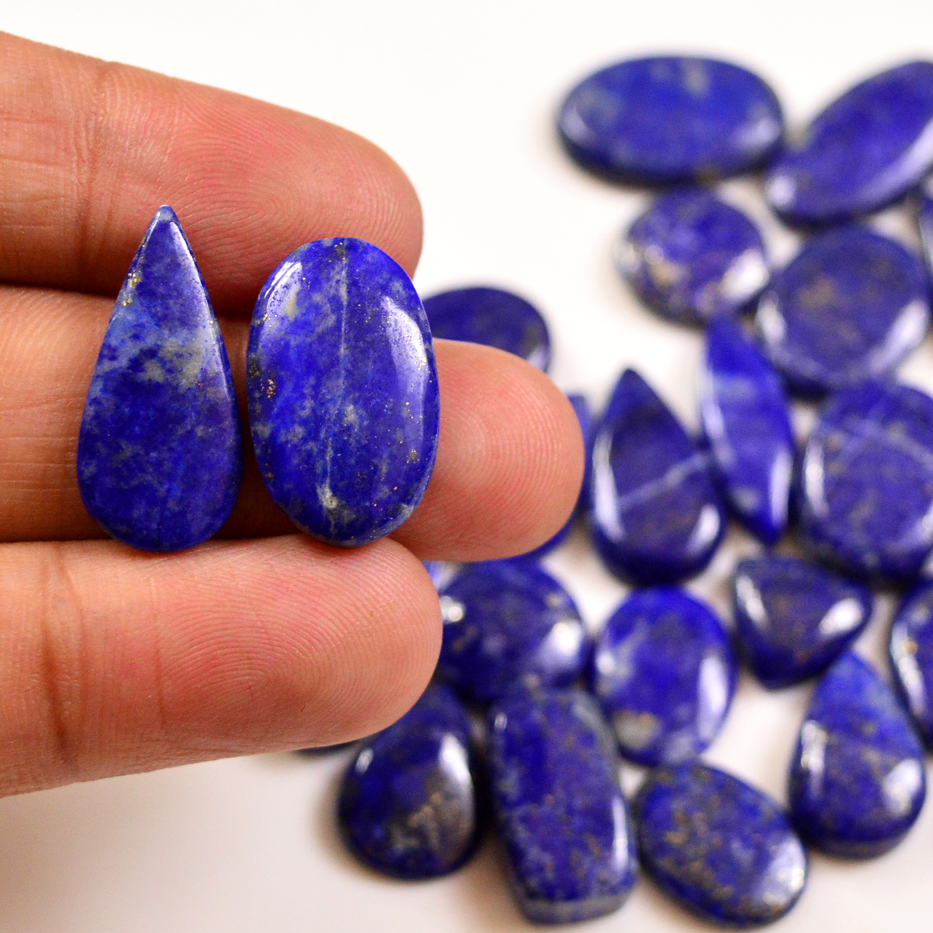 30 Pcs 249 Cts Natural Lapis Lazuli Cabochons Gemstone Lot for jewellery making22x11 11x11mm 19711