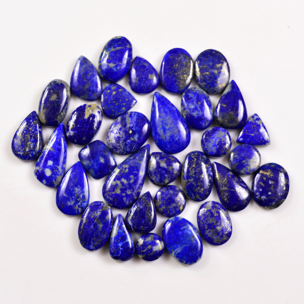 Image of 31 Pcs 249 Cts Natural Lapis Lazuli Cabochons Gemstone Lot for jewellery making25x13 10x10mm #19712