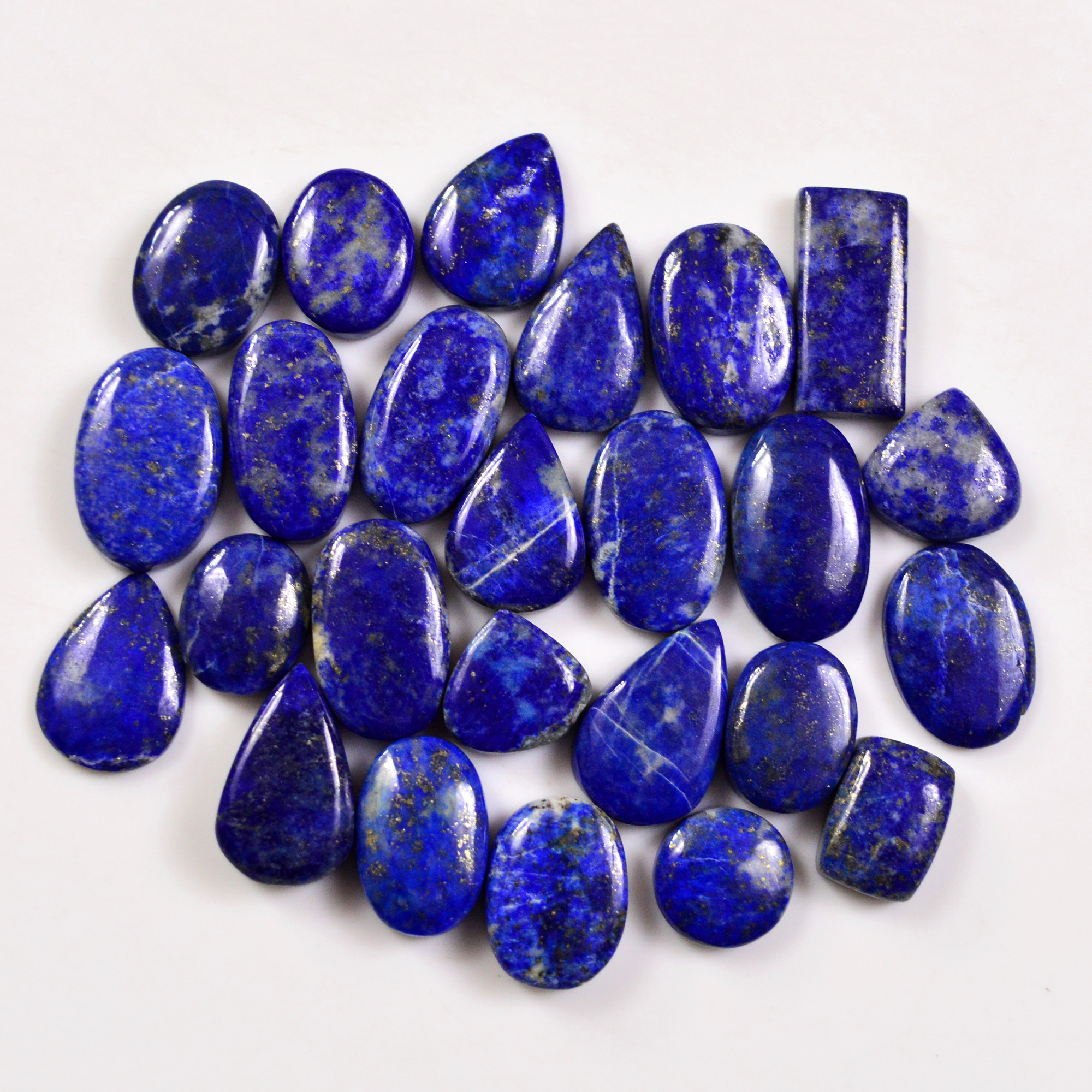 25 Pcs 248 Cts Natural Lapis Lazuli Cabochons Gemstone Lot for jewellery making20x9 12x12mm 19713