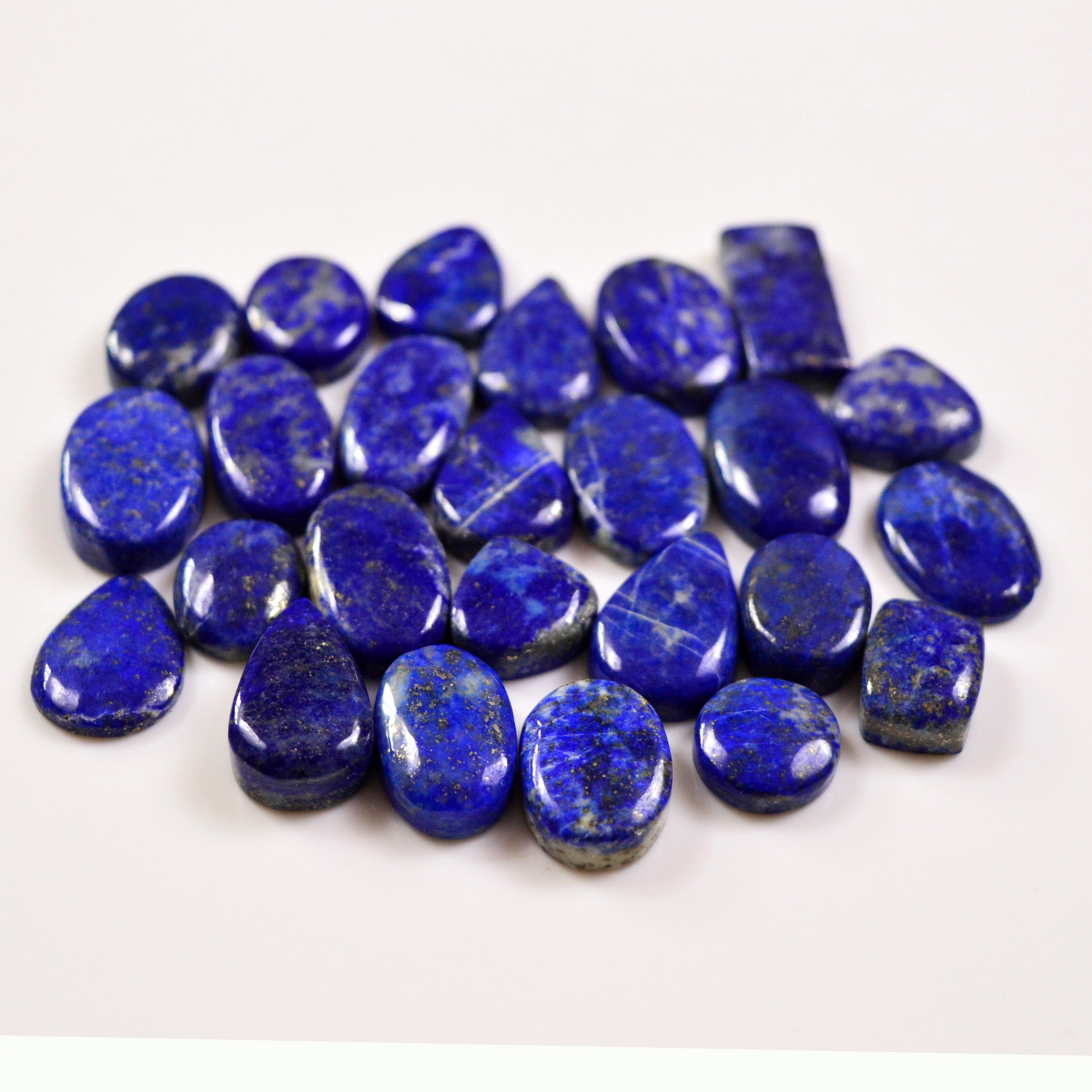 25 Pcs 248 Cts Natural Lapis Lazuli Cabochons Gemstone Lot for jewellery making20x9 12x12mm 19713