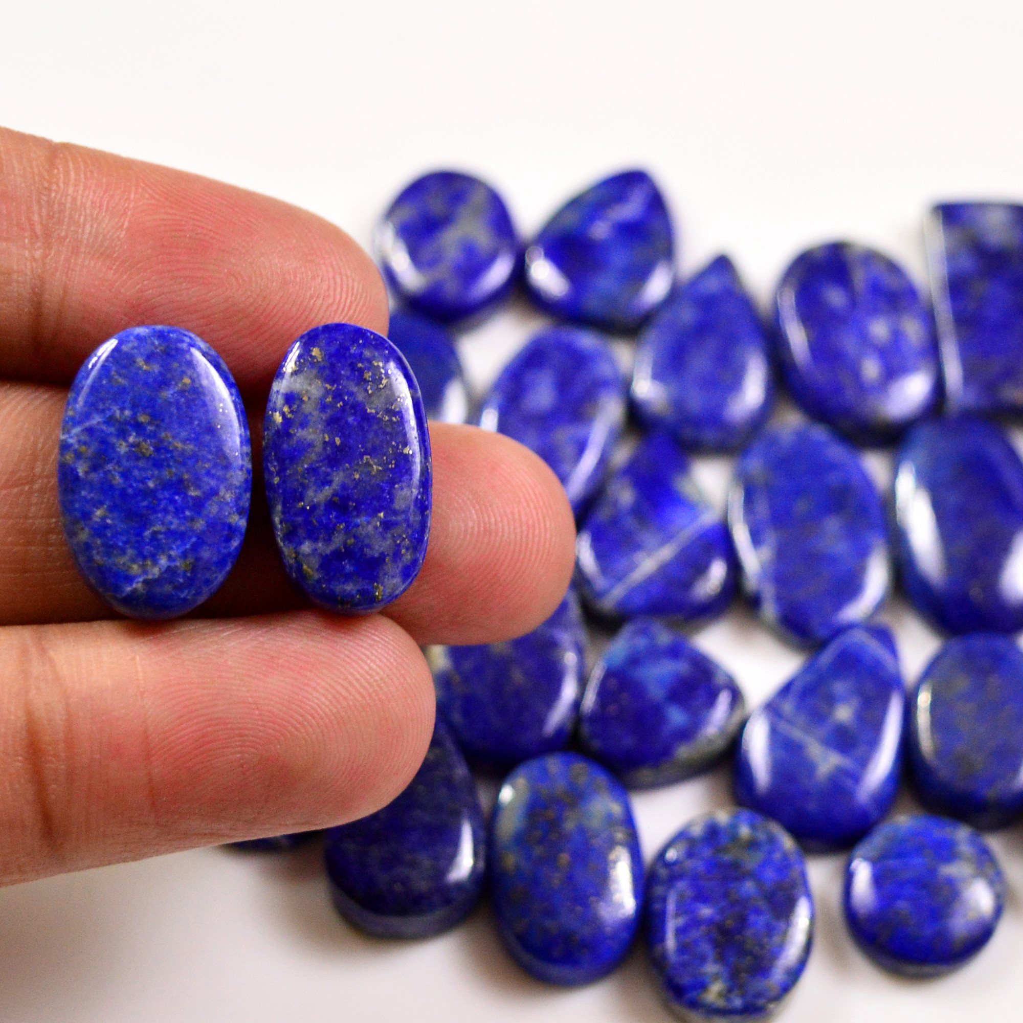 25 Pcs 248 Cts Natural Lapis Lazuli Cabochons Gemstone Lot for jewellery making20x9 12x12mm 19713