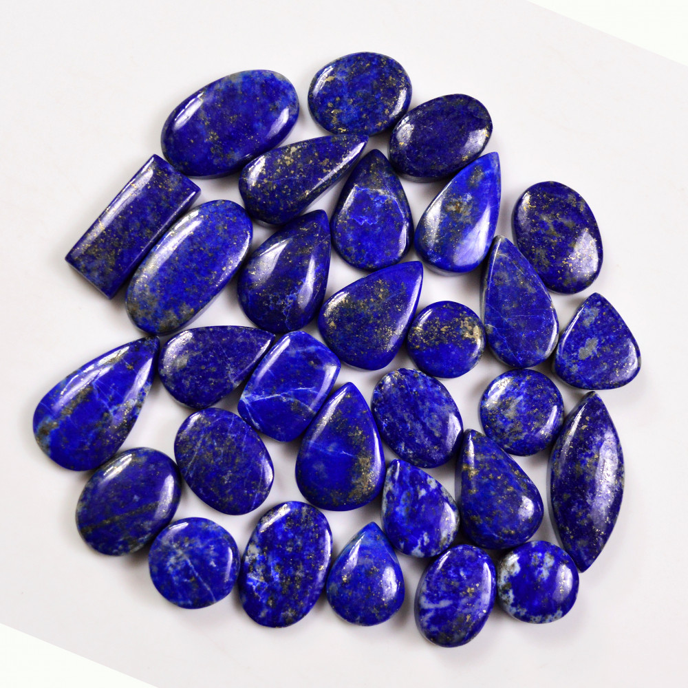 Image of 30 Pcs 286 Cts Natural Lapis Lazuli Cabochons Gemstone Lot for jewellery making22x10 12x12mm #19714