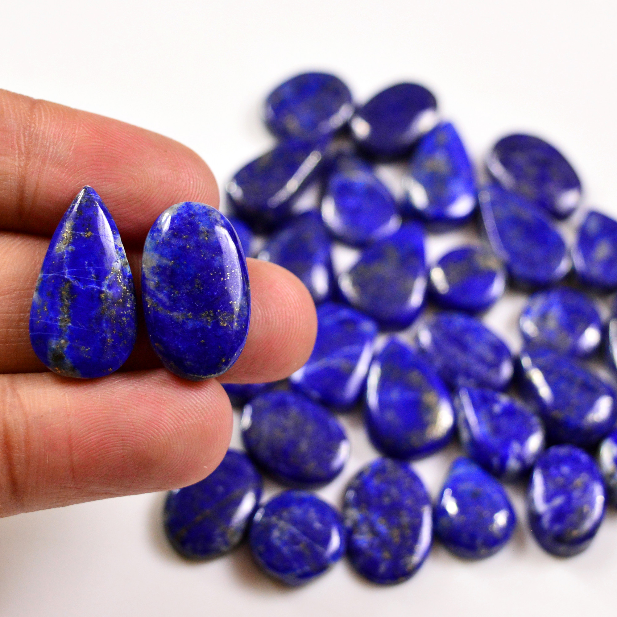 30 Pcs 286 Cts Natural Lapis Lazuli Cabochons Gemstone Lot for jewellery making22x10 12x12mm 19714