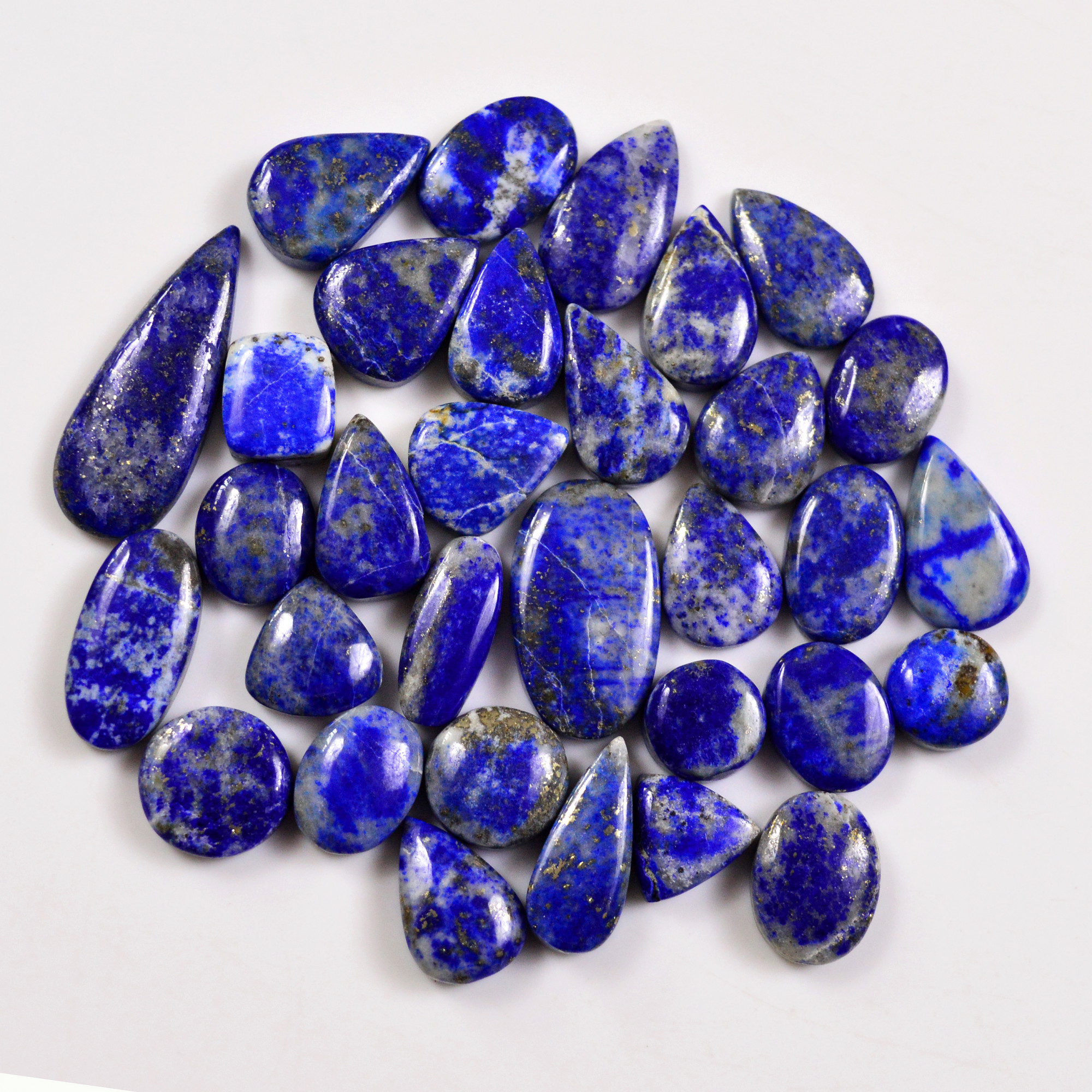 32 Pcs 297 Cts Natural Lapis Lazuli Cabochons Gemstone Lot for jewellery making31x12 11x11mm 19717