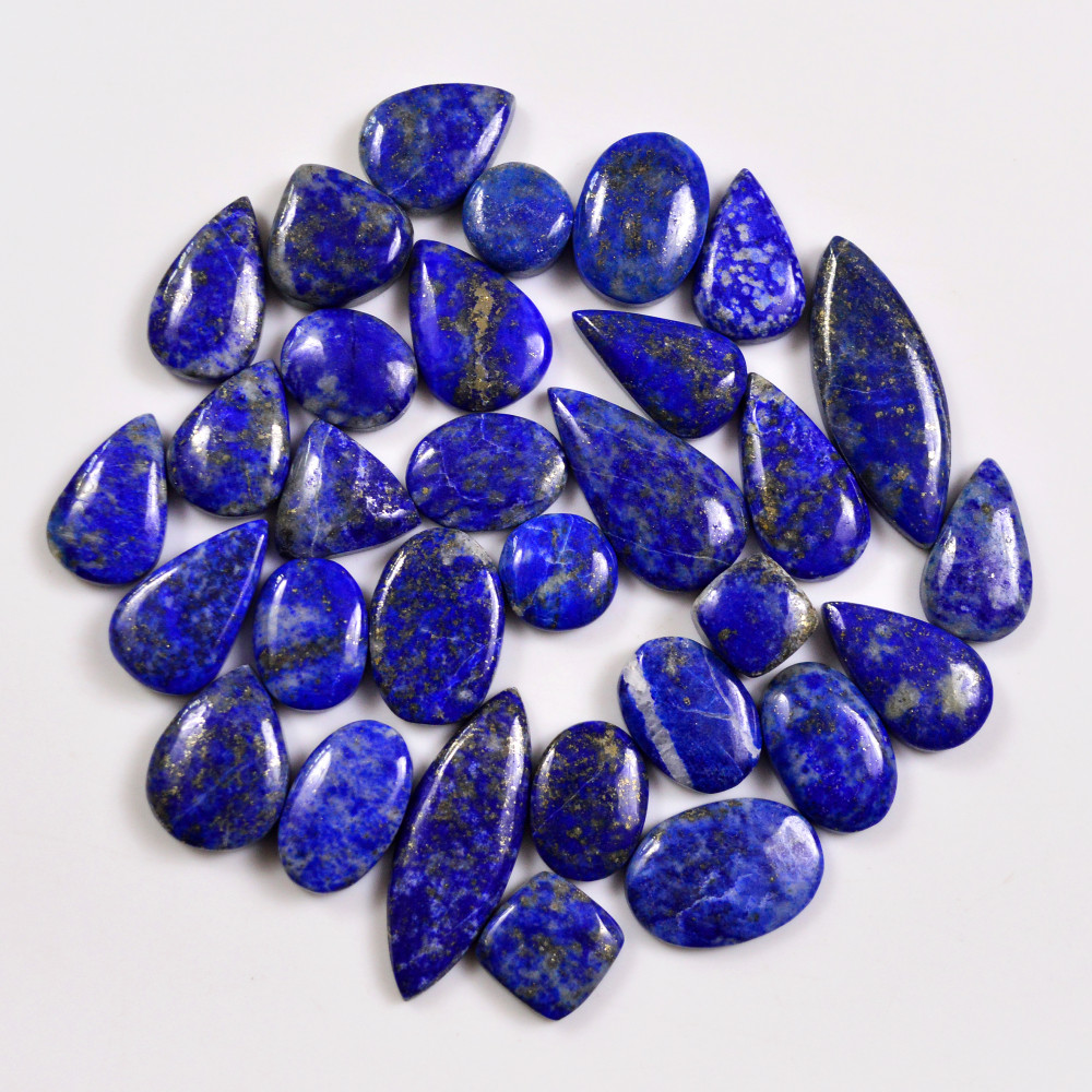 Image of 31 Pcs 322 Cts Natural Lapis Lazuli Cabochons Gemstone Lot for jewellery making31x11 11x11mm #19719